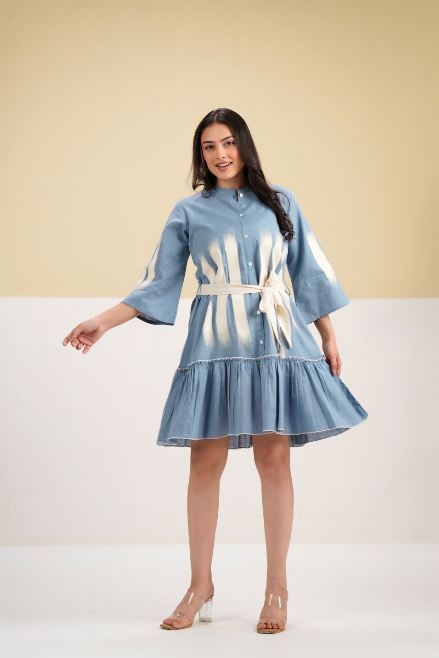 Women Shirt Tunic Dress in Blue