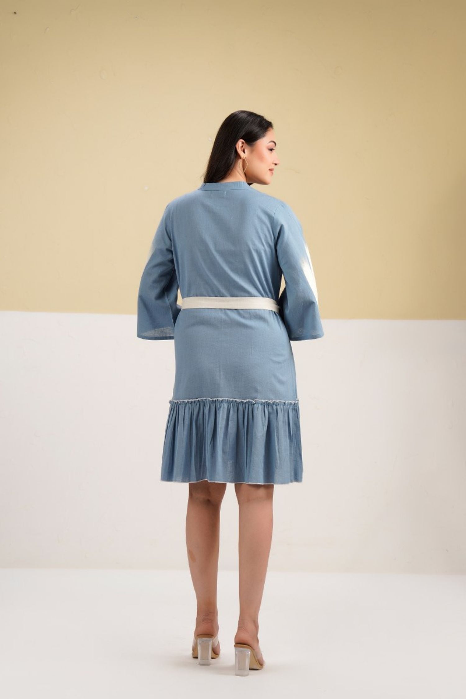 Women Shirt Tunic Dress in Blue