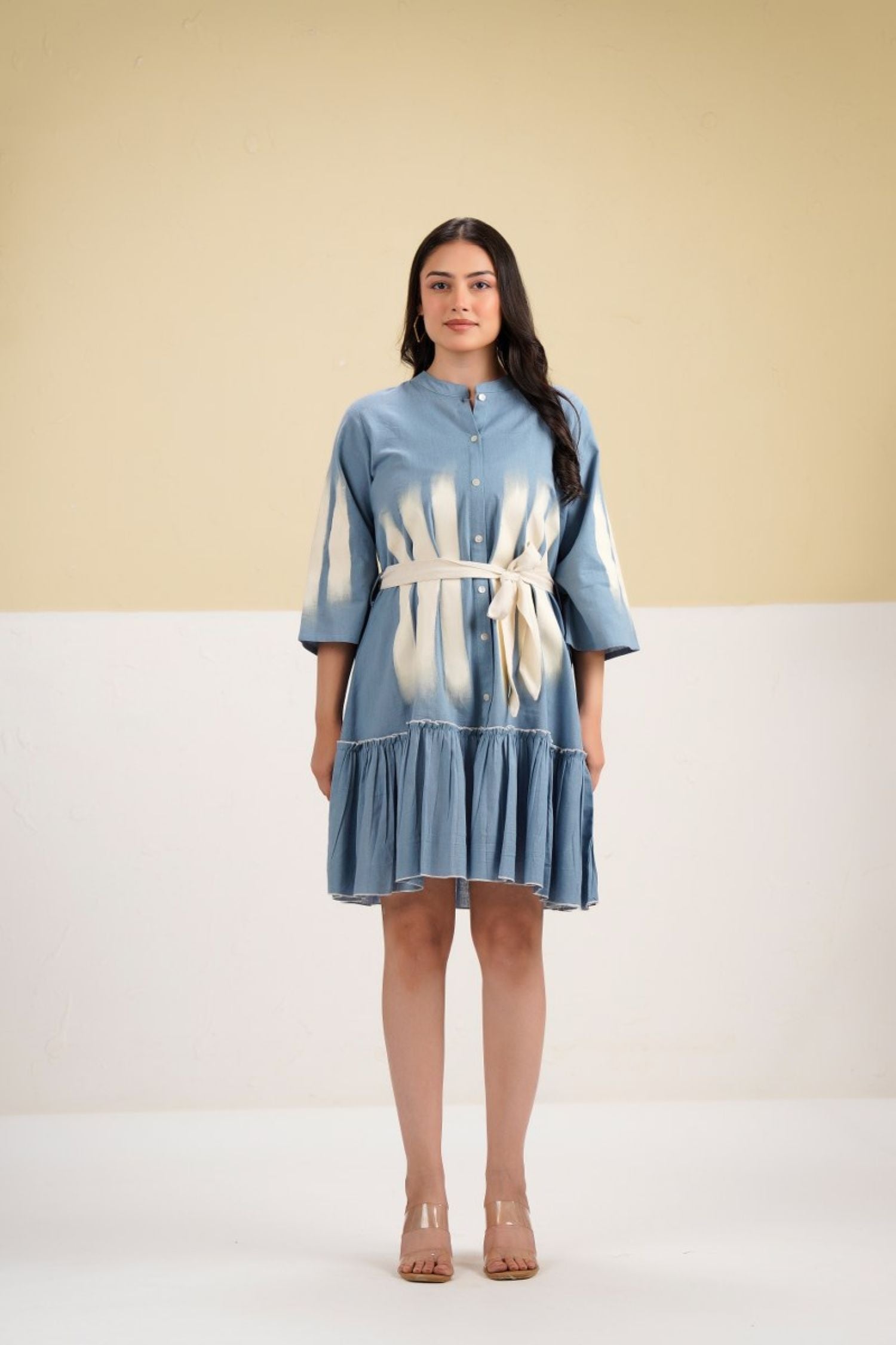 Women Shirt Tunic Dress in Blue