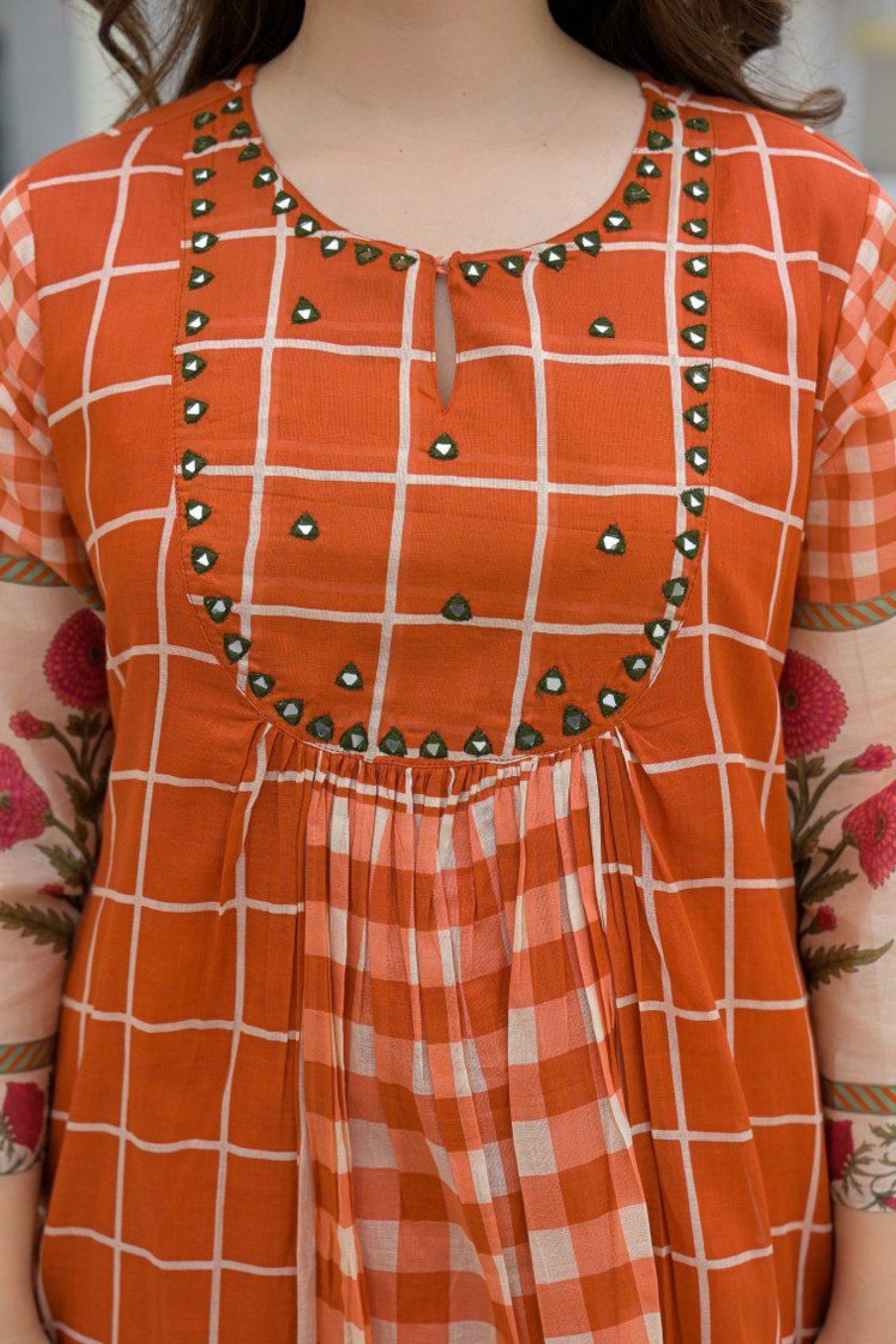 Orange Grid Pattern Cord Set