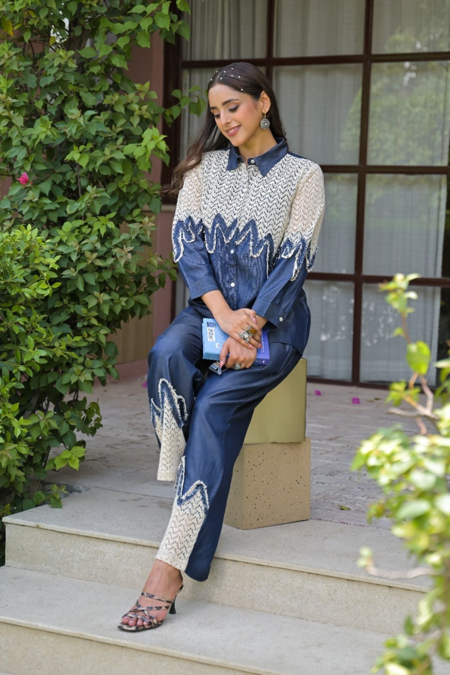 Denim Embroidered Stylish Co-Ord Set