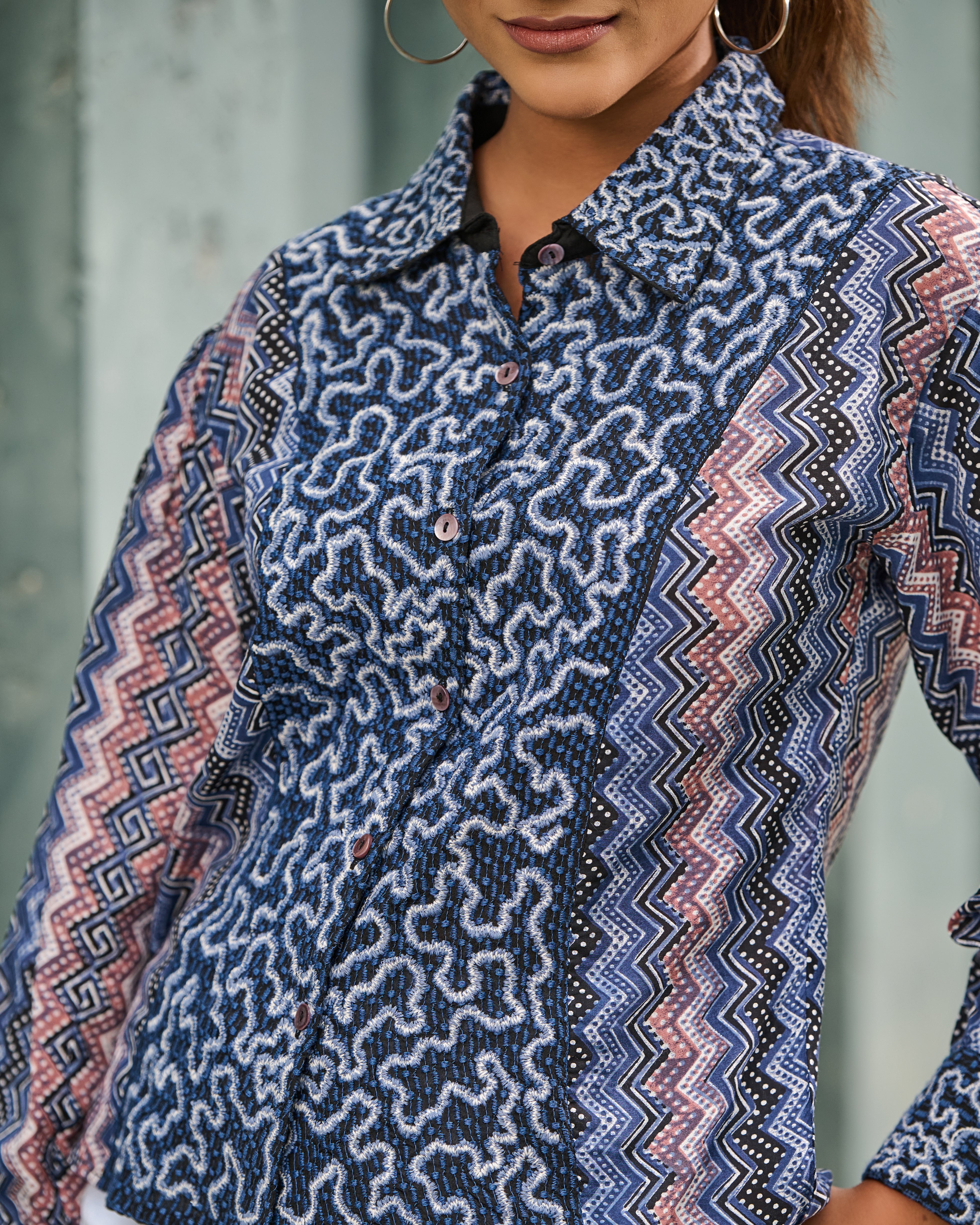 Blue Printed Elegance Shirt