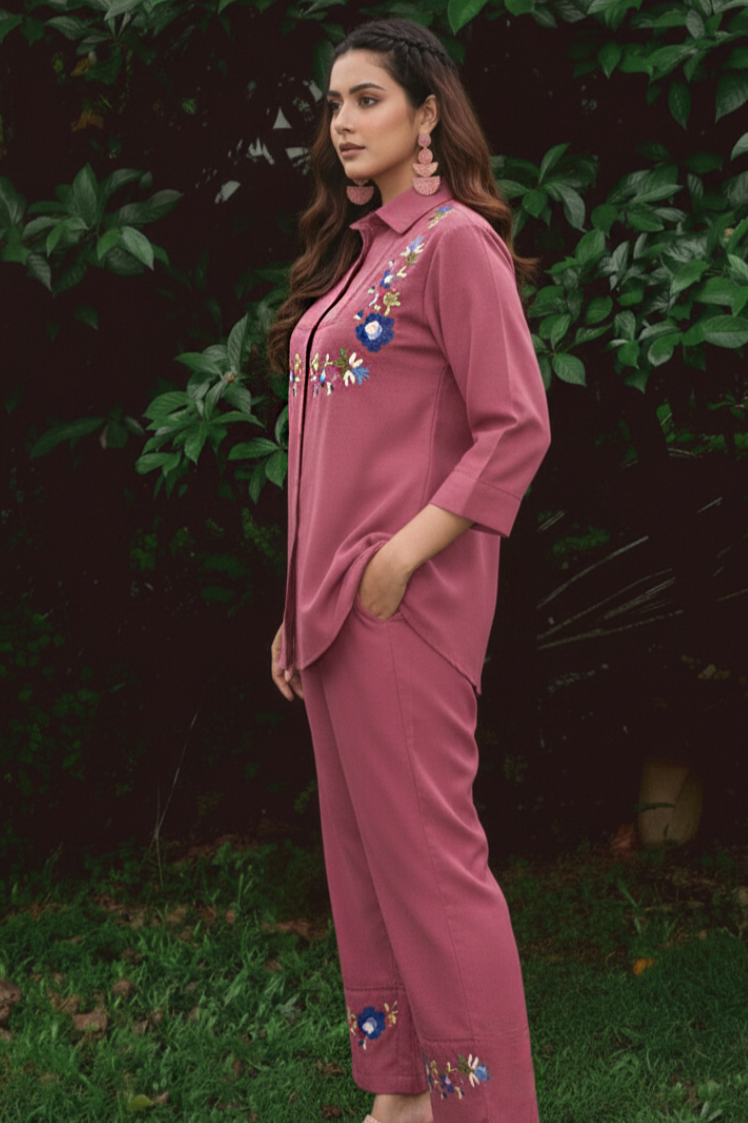 Relaxed Cotton Floral Embroidered Cord Set