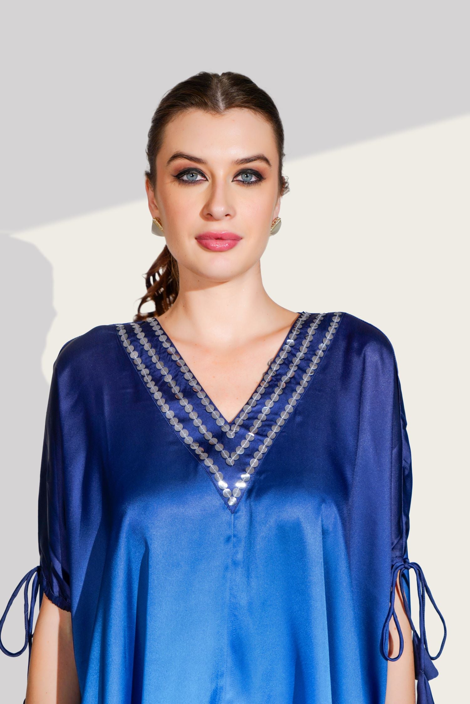 Blue Elegance Cord Set with Neckline Detailing