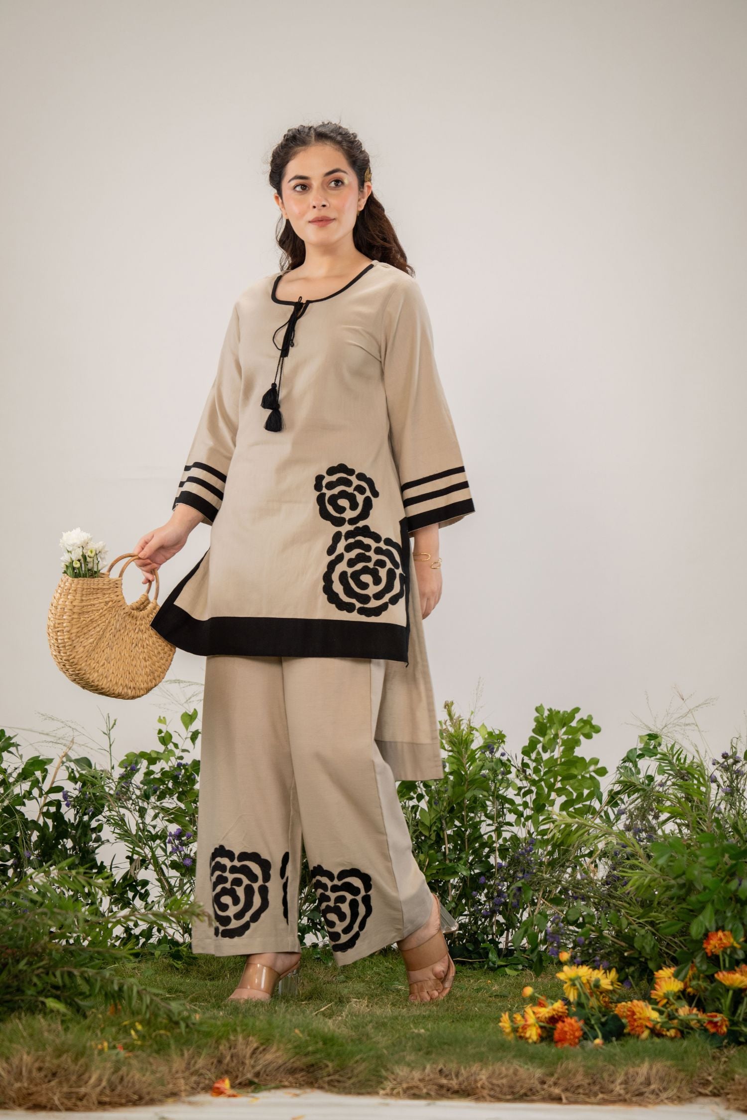 Coffee Craft Cord Set With Design On Pant