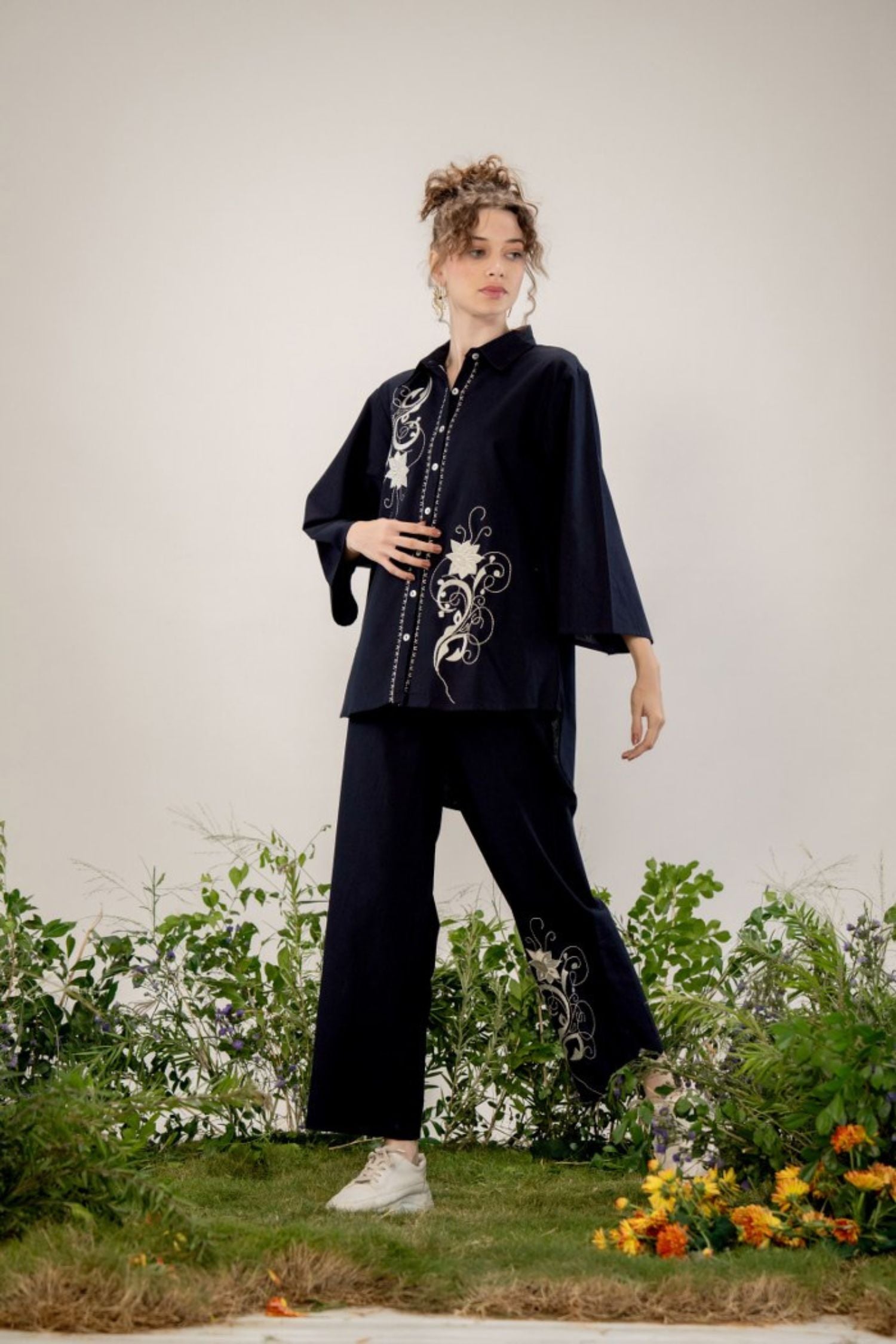 Embroidered Harmony Cord Set with Artistic Detailing