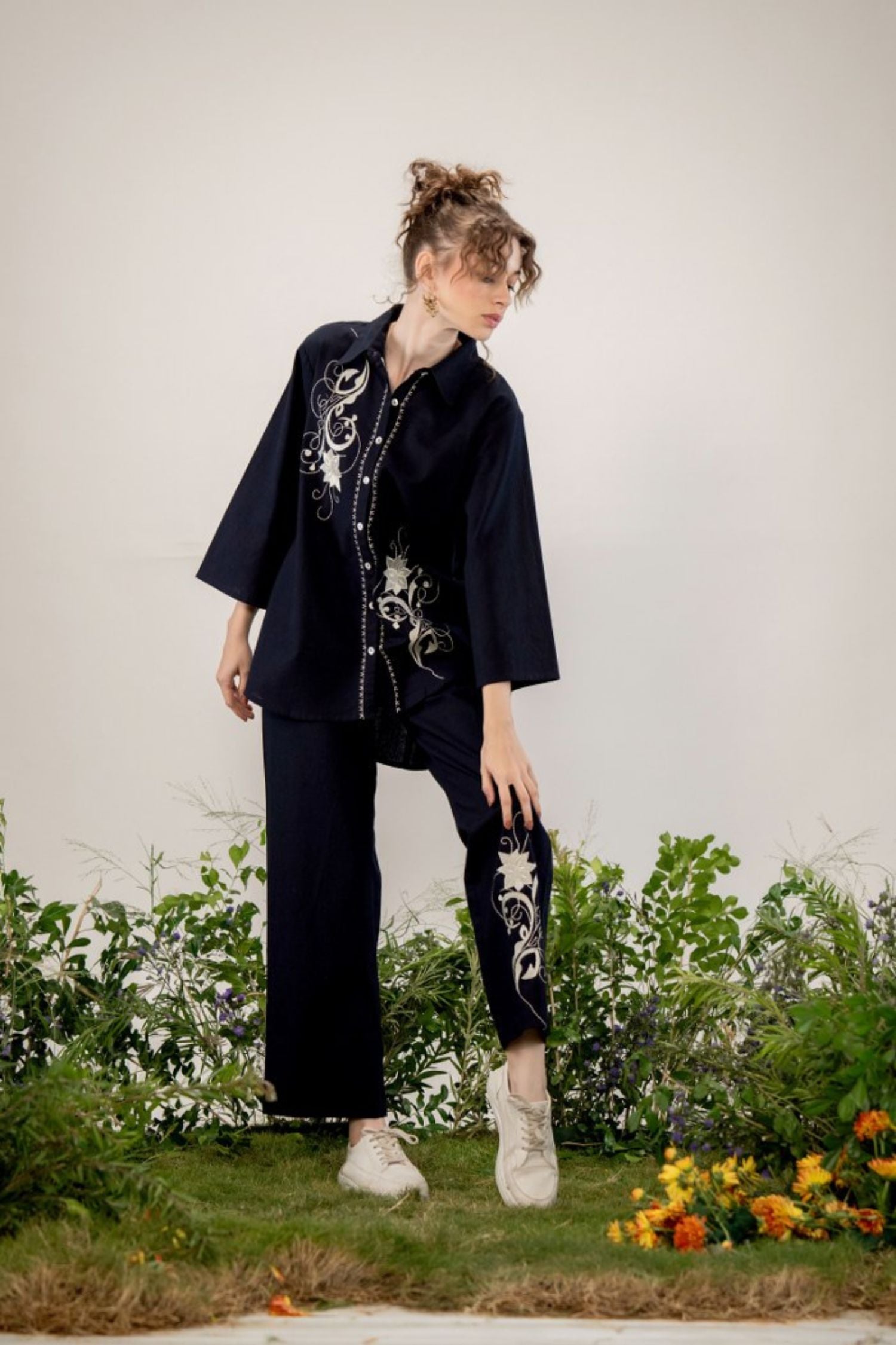 Embroidered Harmony Cord Set with Artistic Detailing