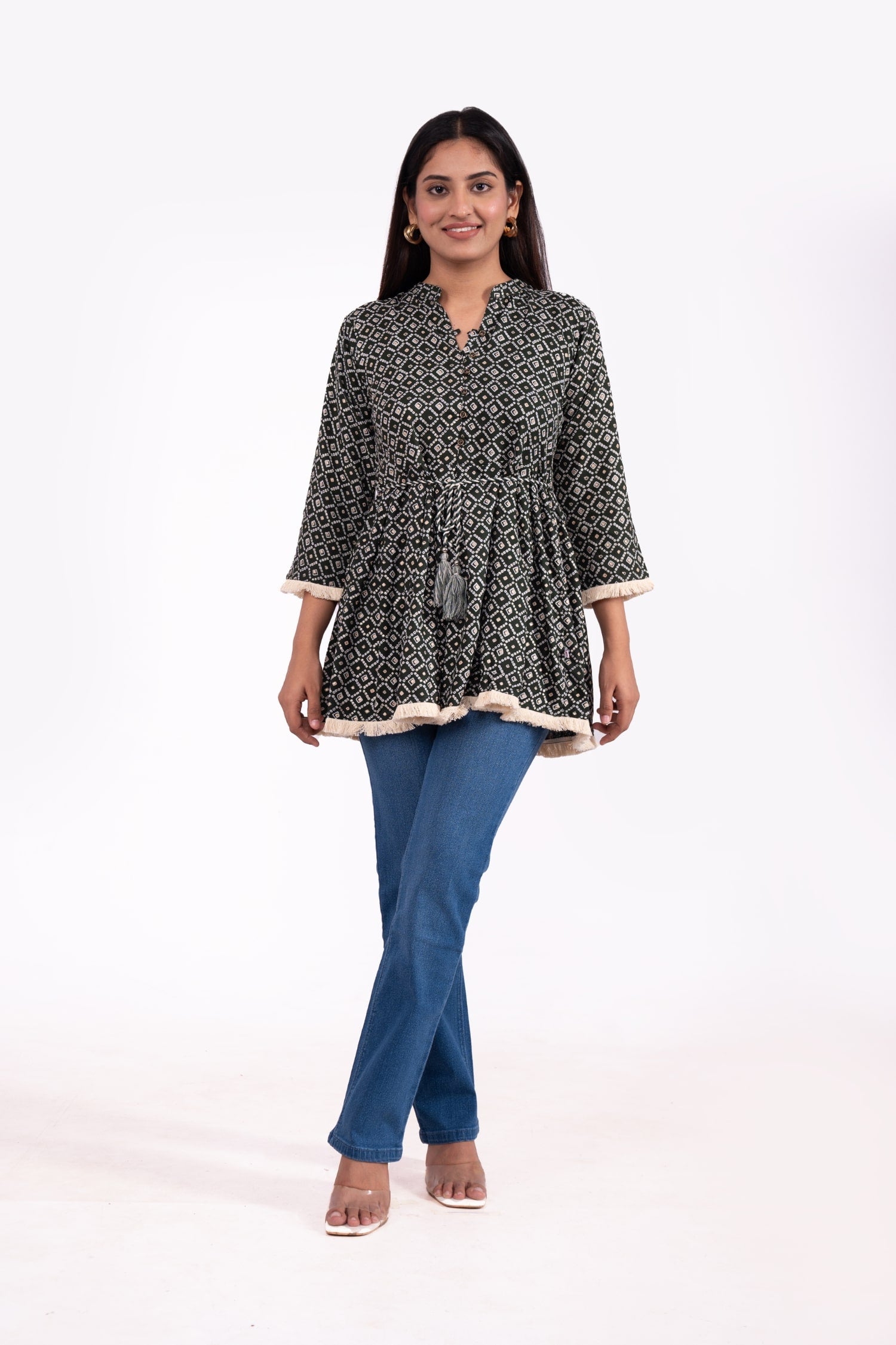 Rayon Bandhini Printed Tunic Top