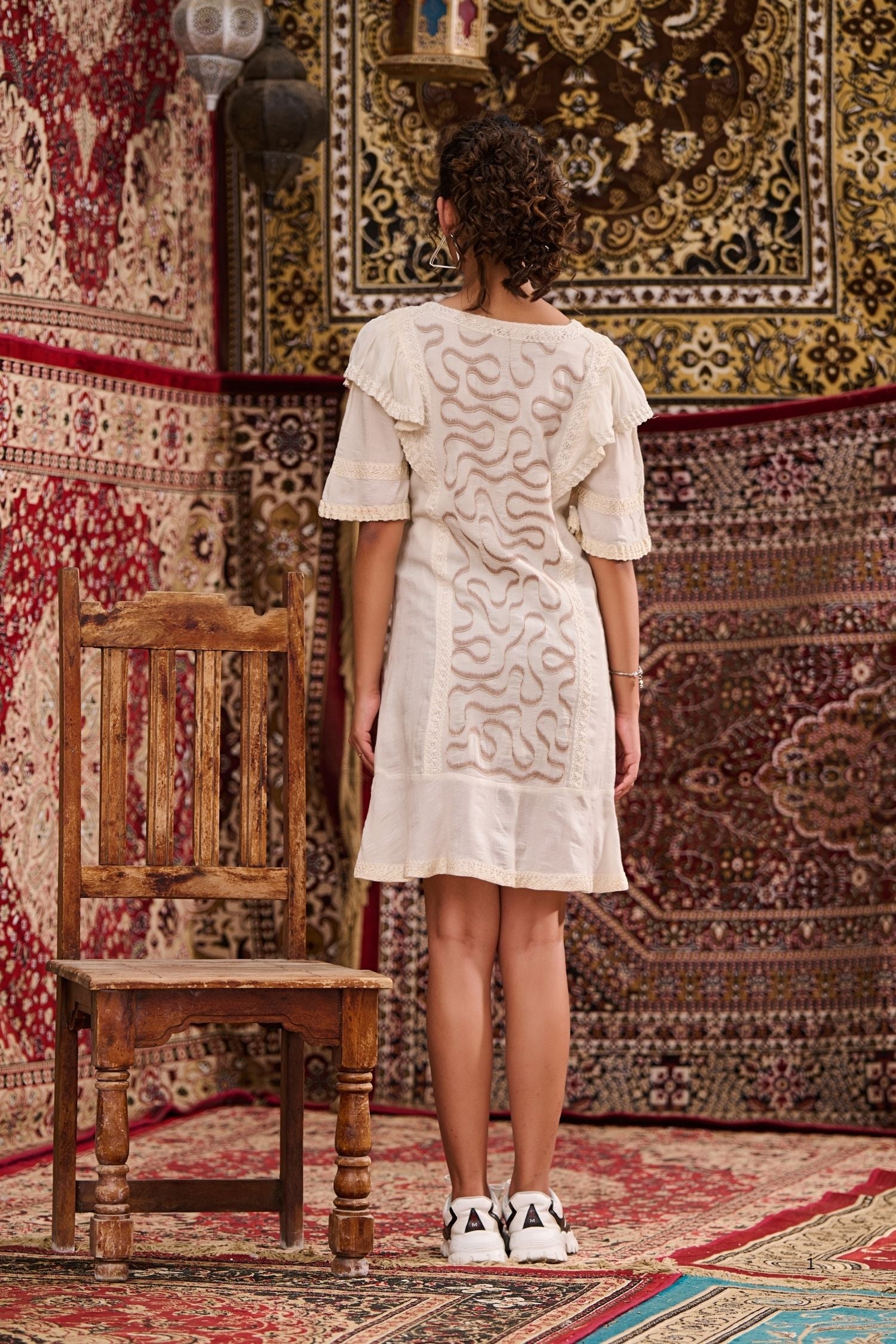 Off-White Tunic with Golden Curves