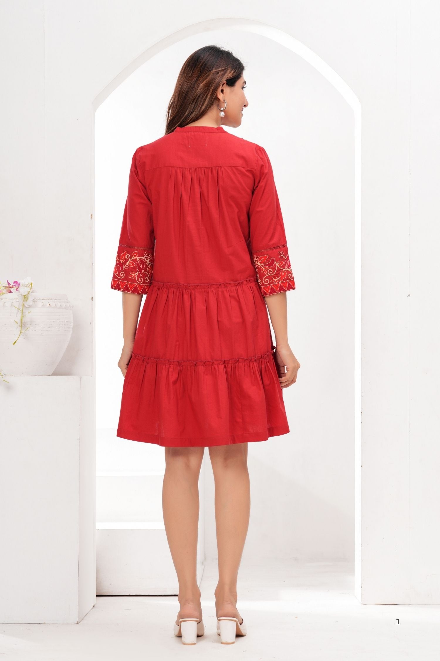 Embroidered Maroon Charm Tunic