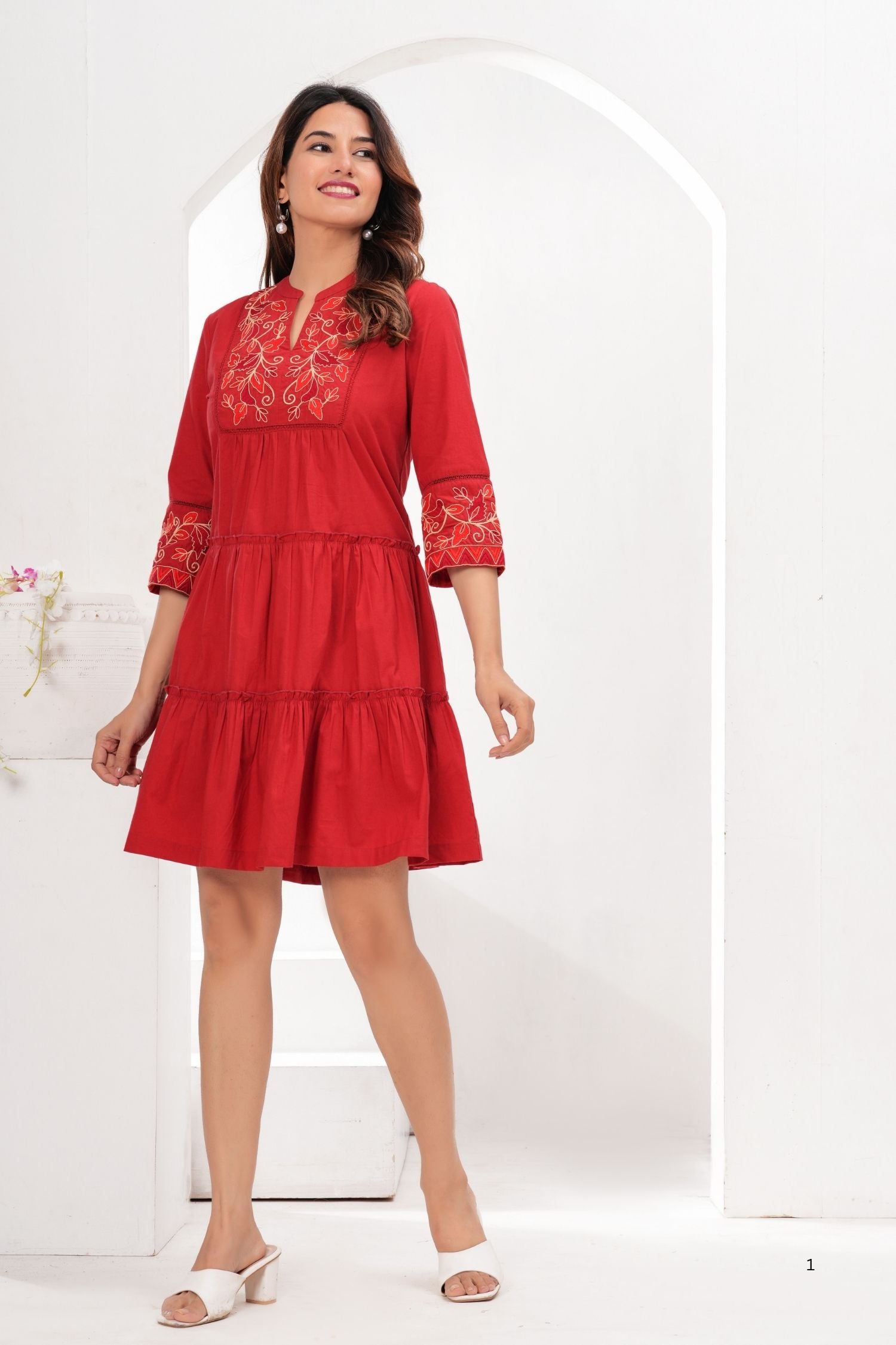 Embroidered Maroon Charm Tunic