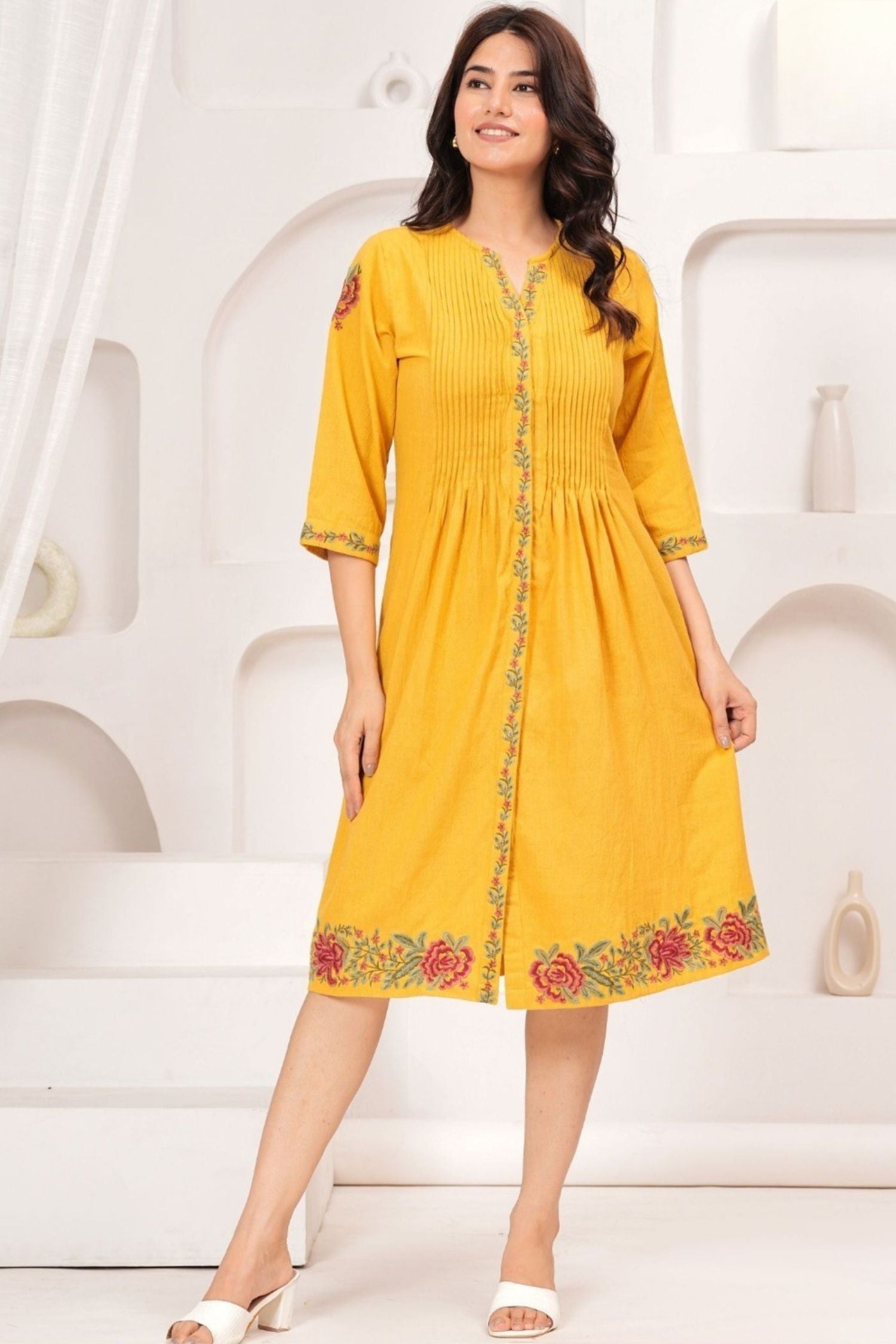 Sunlit Charm Mustard Dress