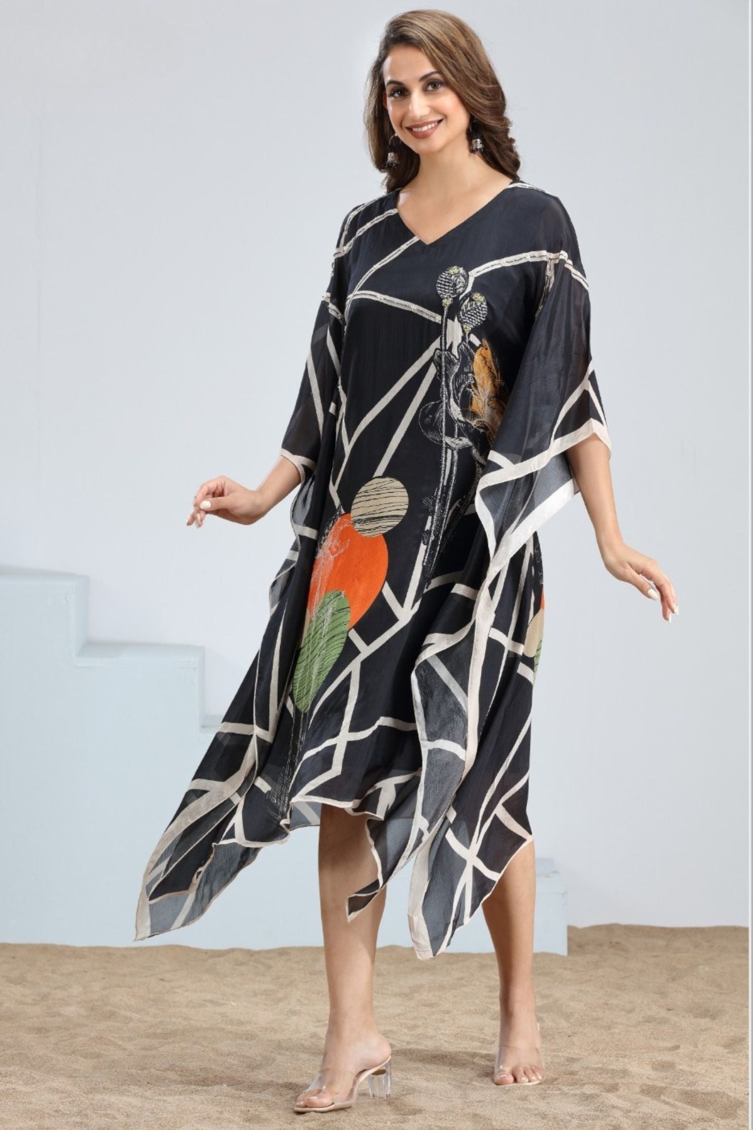 Black Printed Kaftan