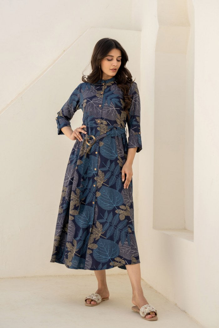 Blue Haven Belted Button Dress