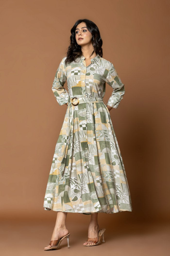 Belted Envy Green Print Story