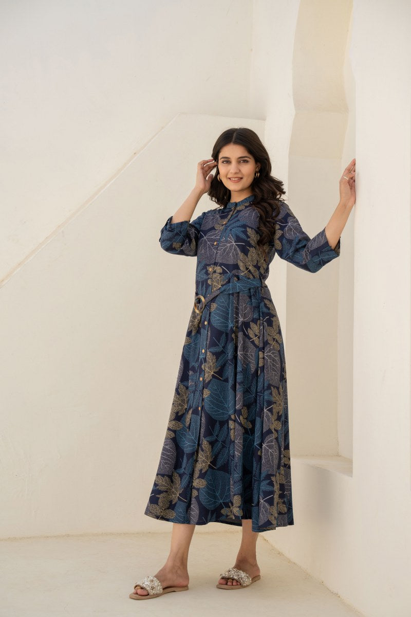 Blue Haven Belted Button Dress