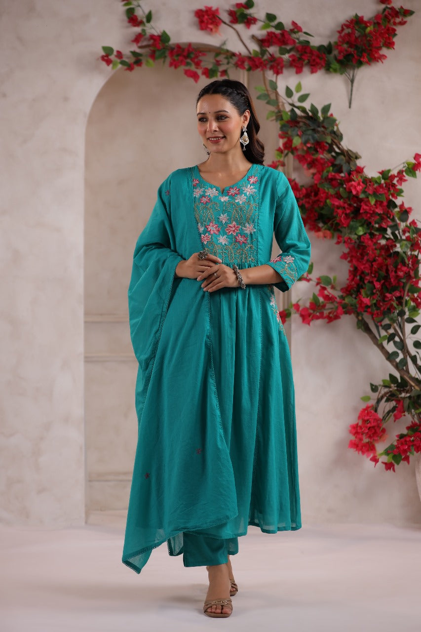 Rama Elegance Handworked A-Line Suit with Dupatta