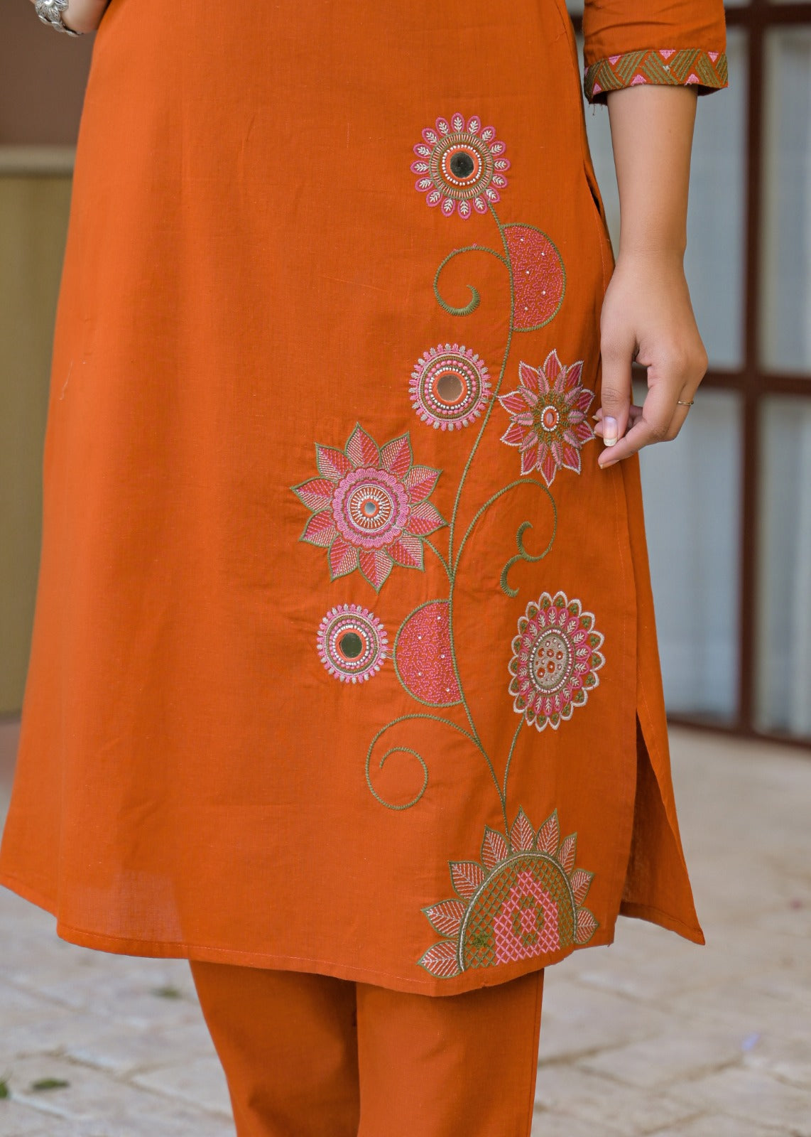 Orange Embroidered Co-ord Set