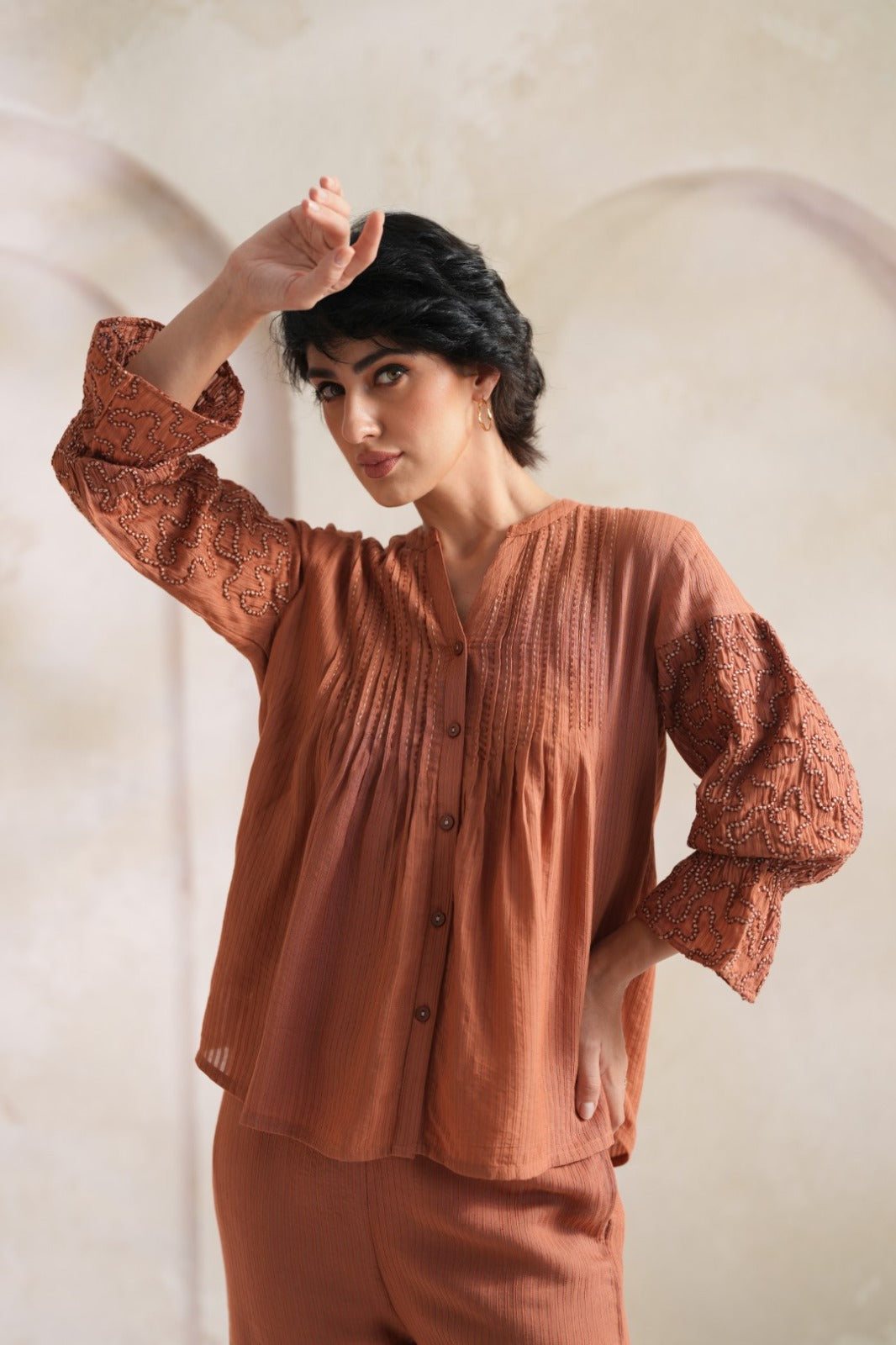 Chic Orange Cotton Co-ord Set