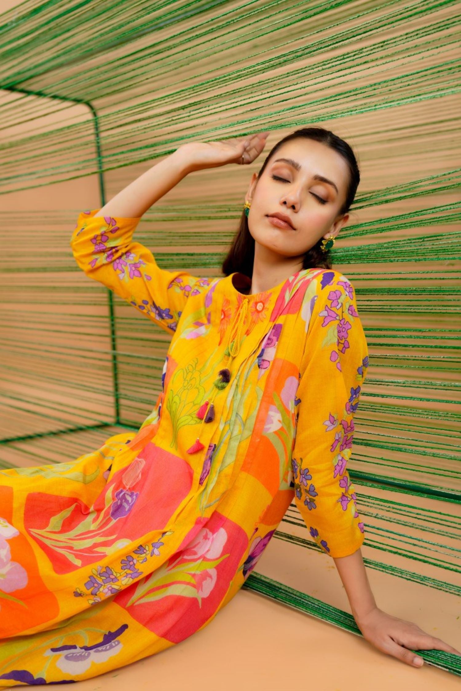 Mustard Muse Printed Cotton Cord Set