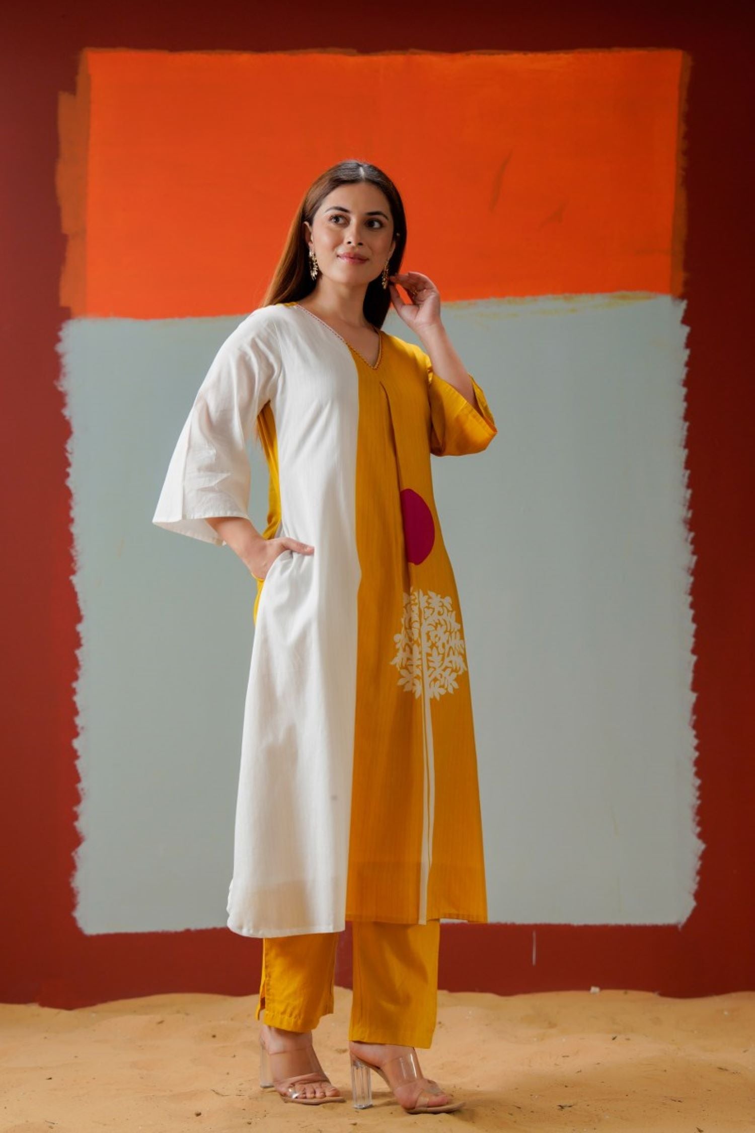 Yellow Aura Printed Cotton Co-ord Set