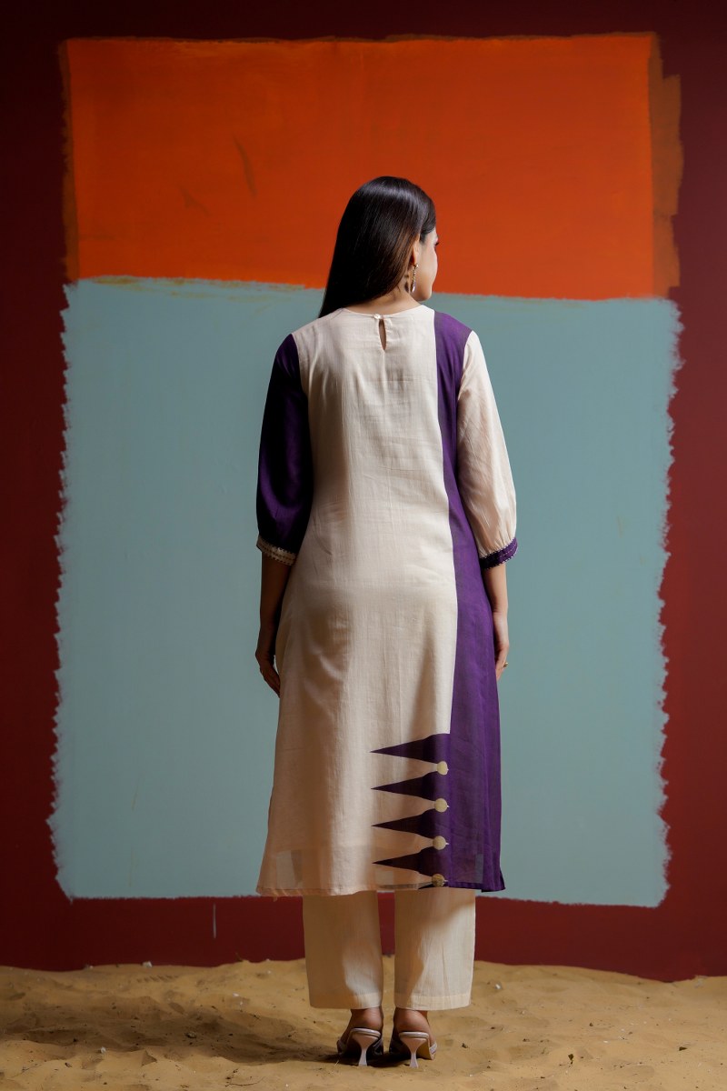 Purple & Cream Cotton Co-ord Set