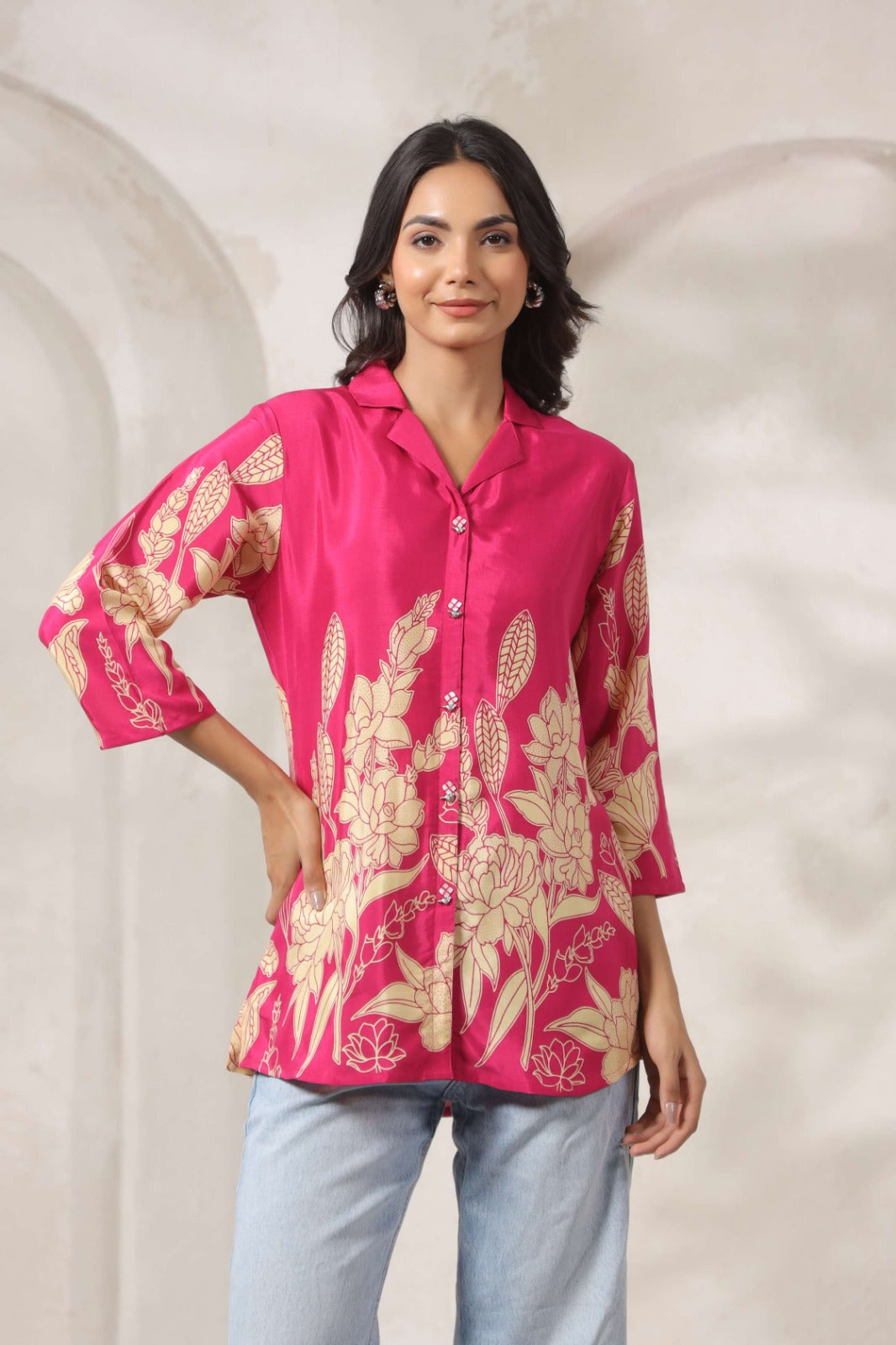 Rani Satin Shirt with Digital Print Design