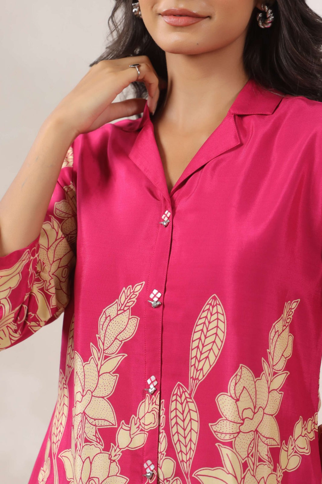 Rani Satin Shirt with Digital Print Design