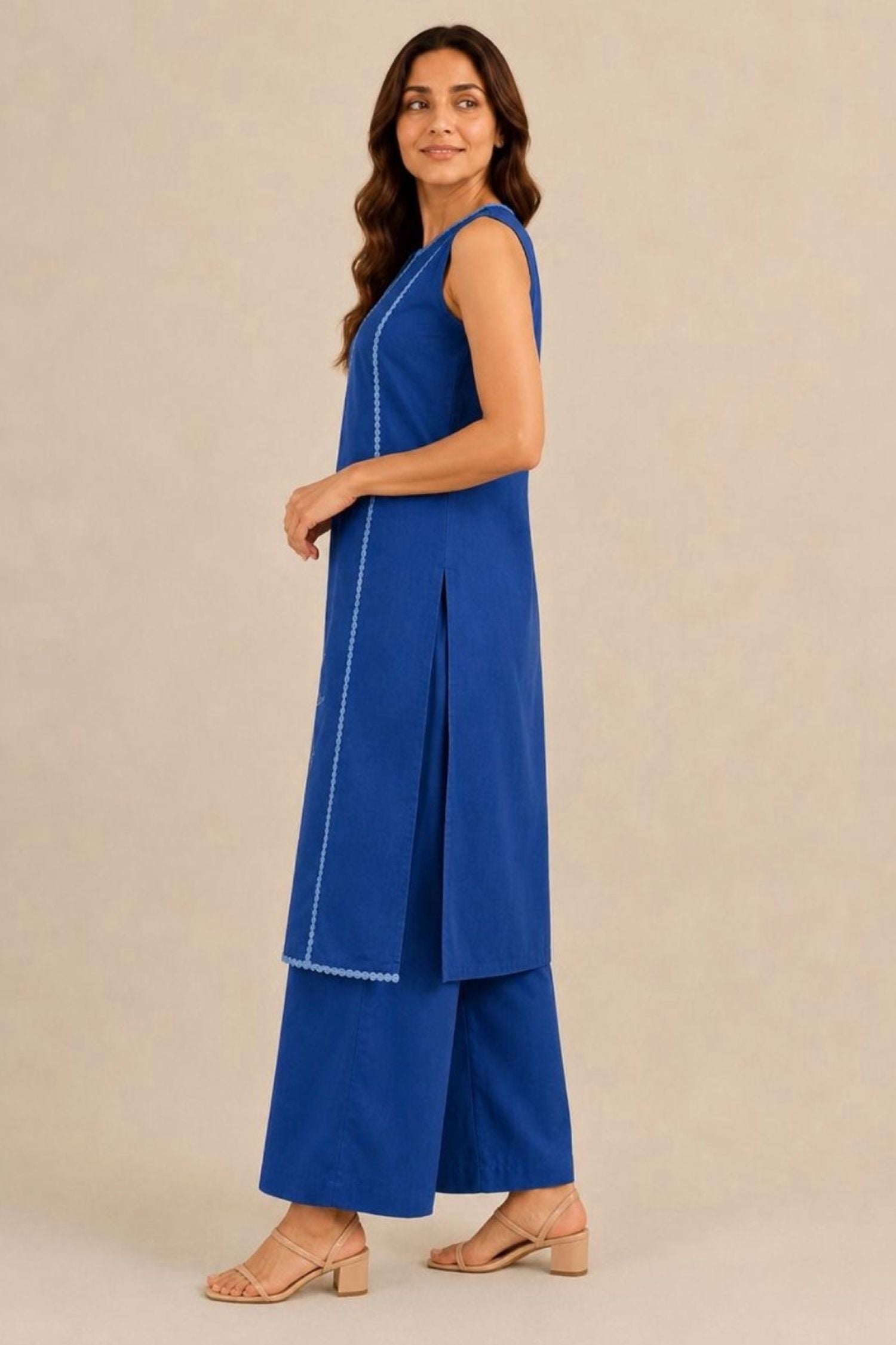 Royal Blue Sleeveless Cord Set