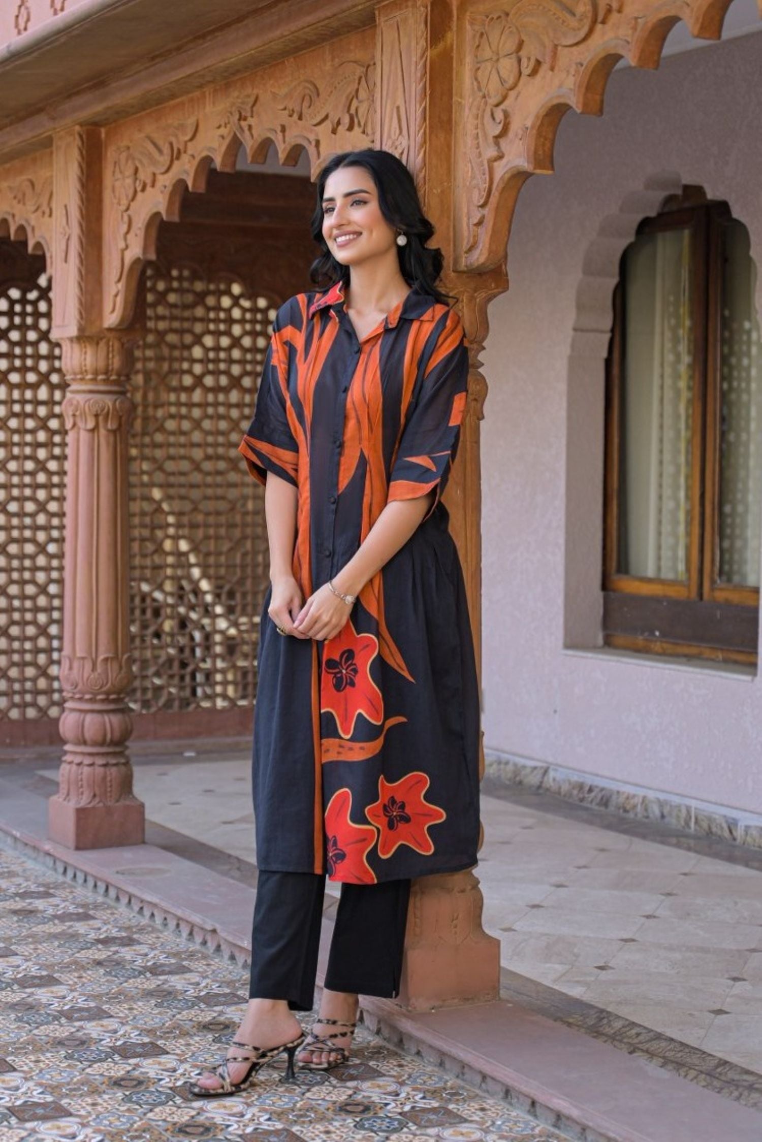 Navy & Orange Abstract Cord Set