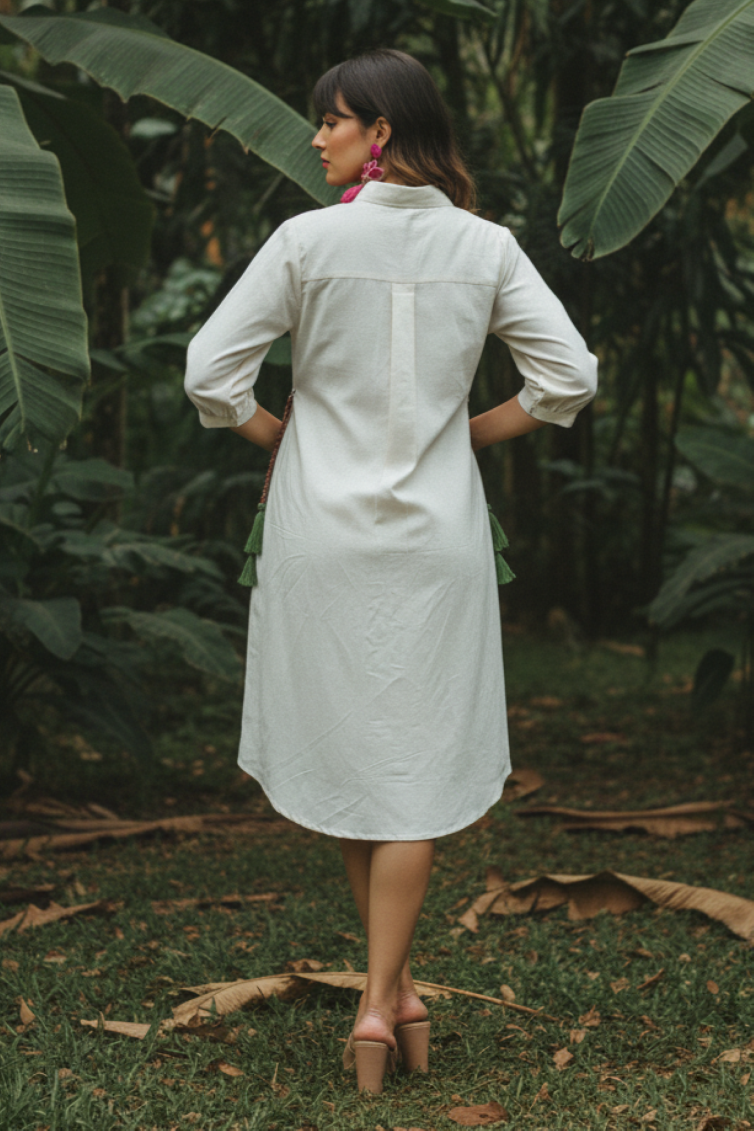 White High Low Relaxed Fit Shirt Dress