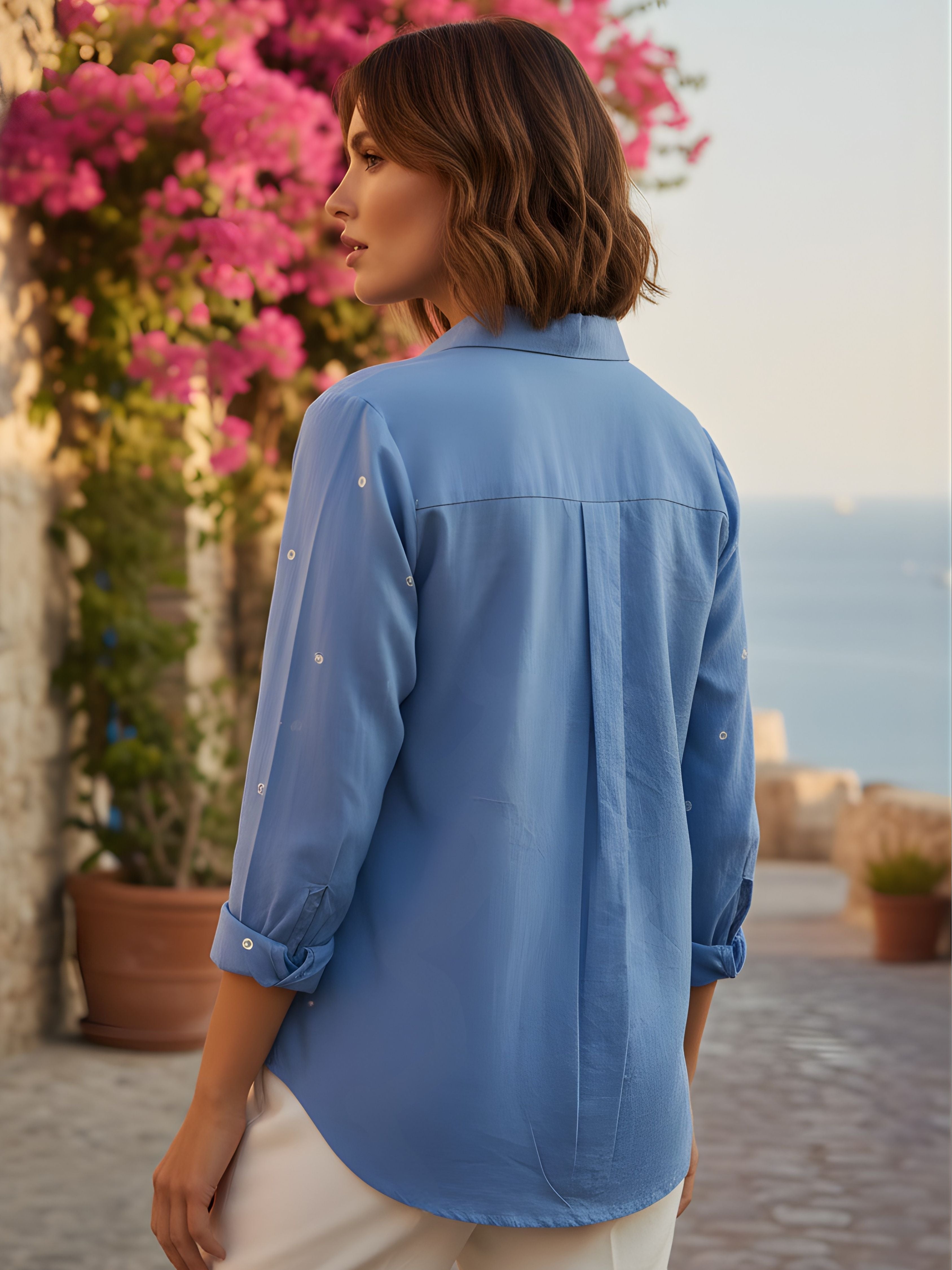 Blue Polka Dot Cotton Shirt