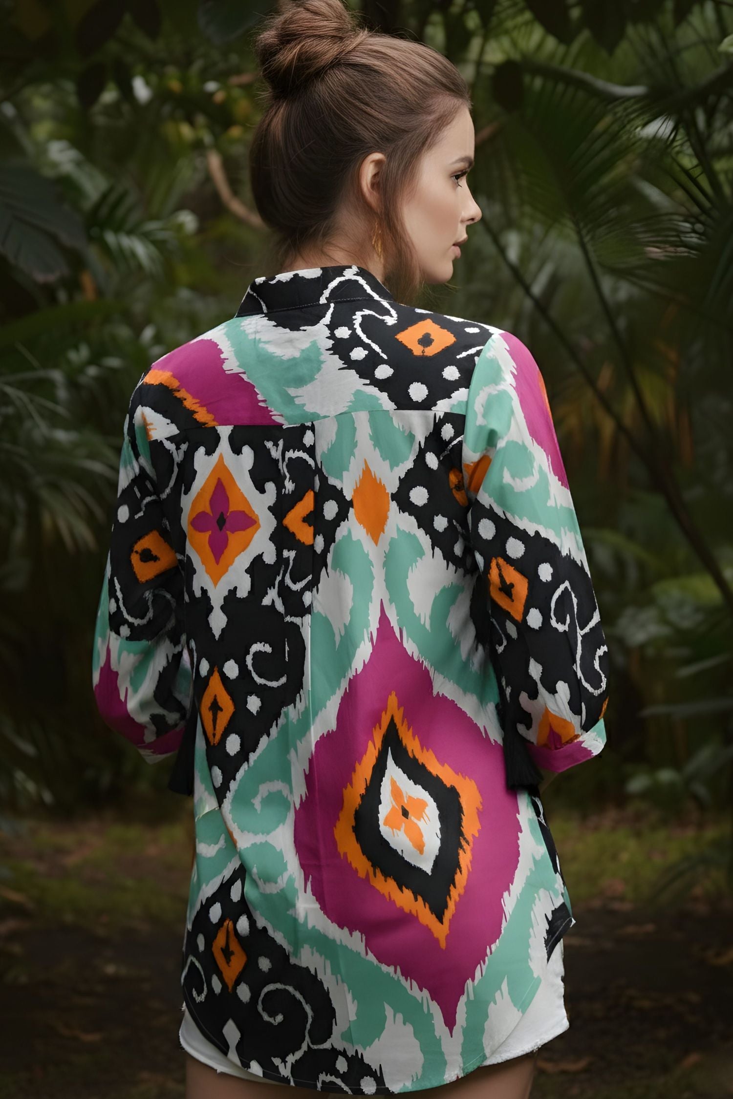 Cotton Shirt with Abstract Print.