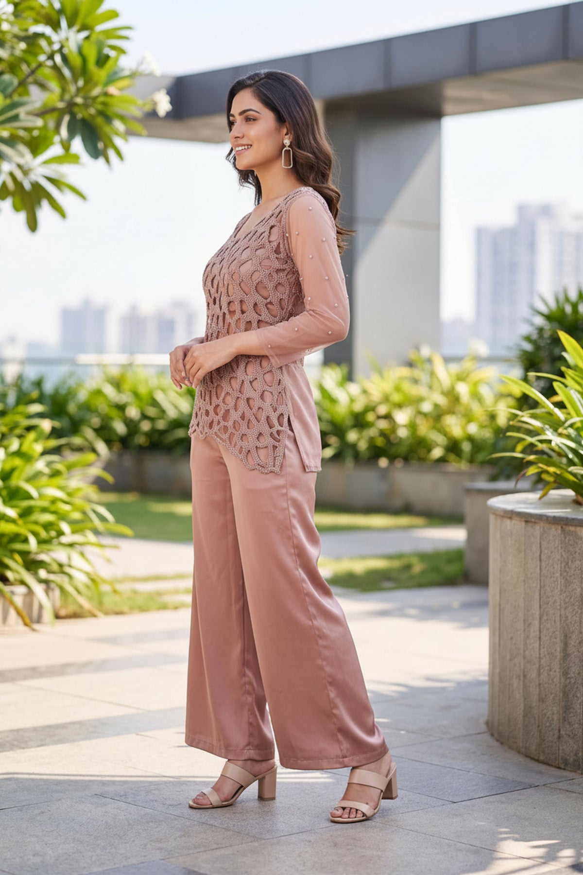Chiku Crochet Satin Coord Set