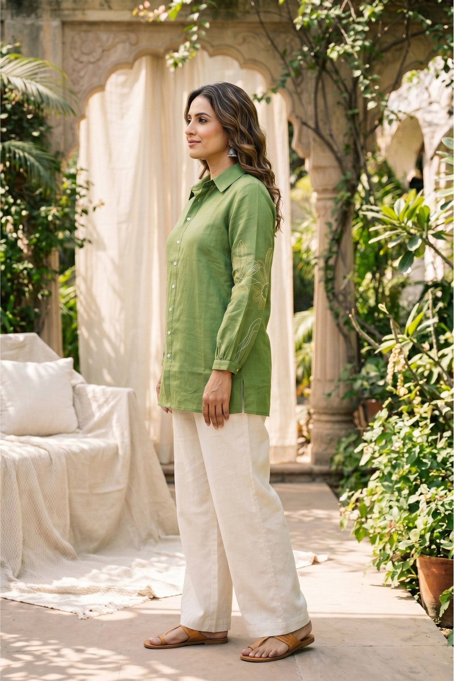Relaxed Fit cotton Green Shirt.