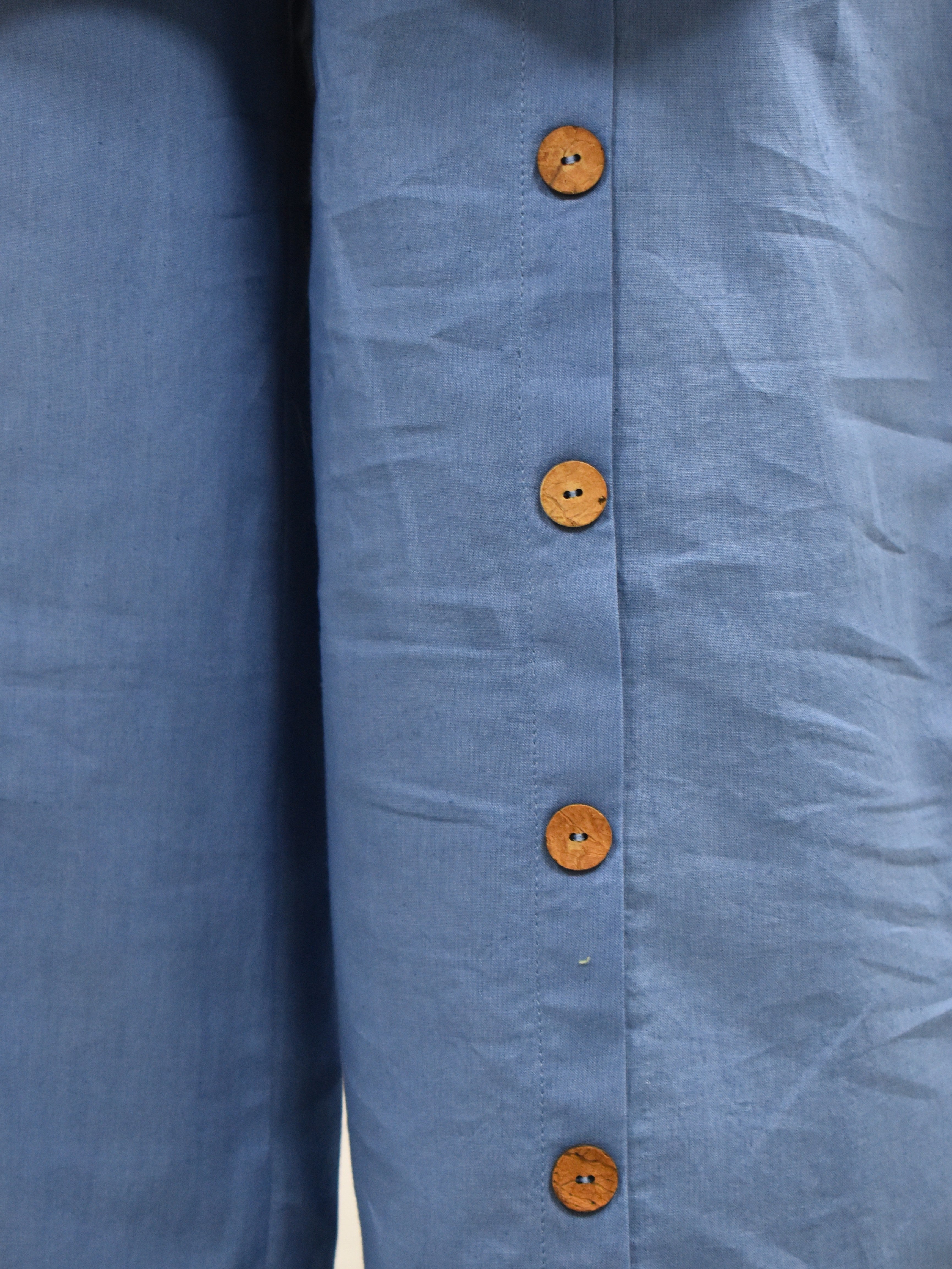 Blue Solid Chic Cotton Cord Set