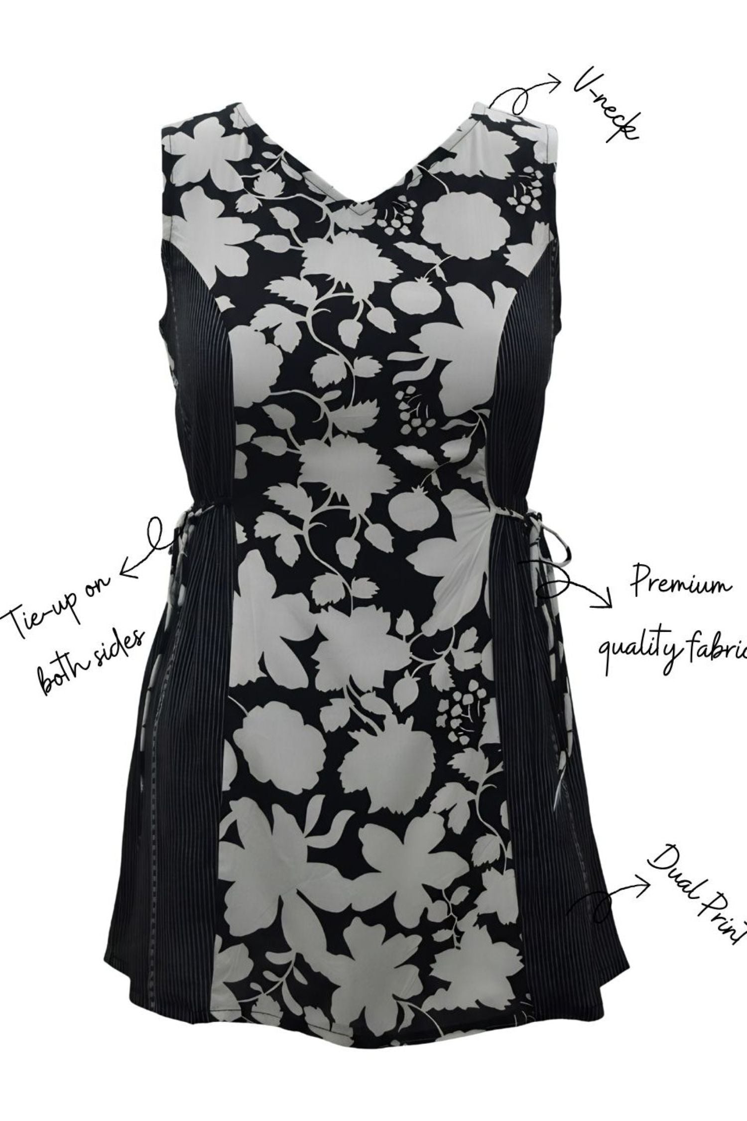 Black &amp; White Floral Sleeveless Top