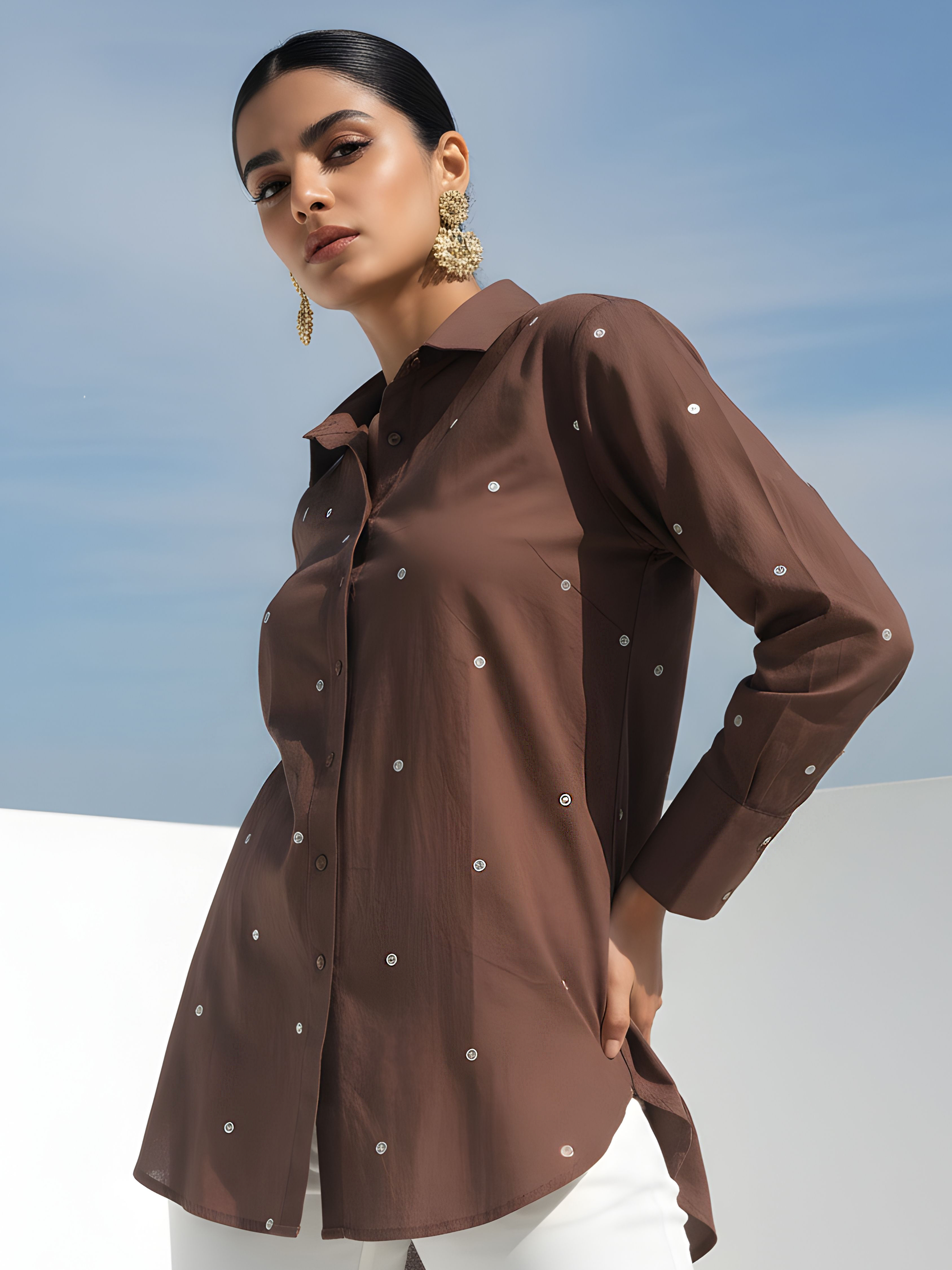 Brown Chic Polka Dot Shirt