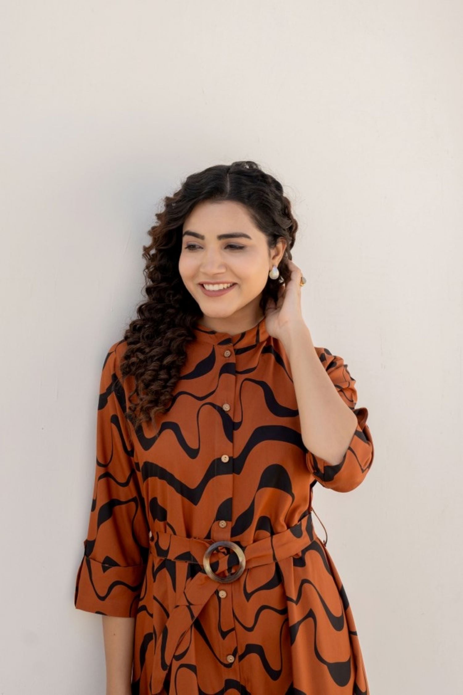 Brown Belted Beauty Dress