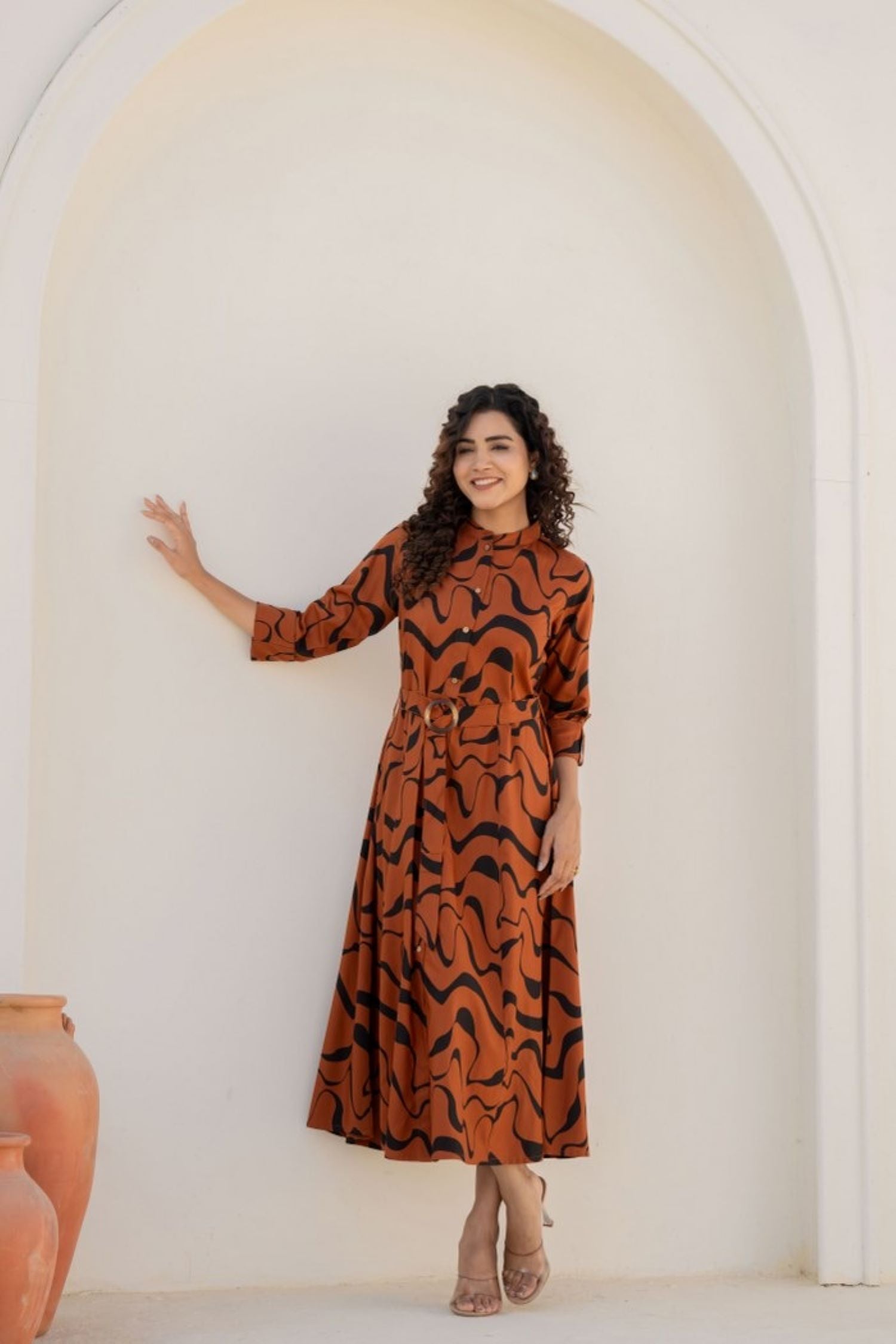 Brown Belted Beauty Dress