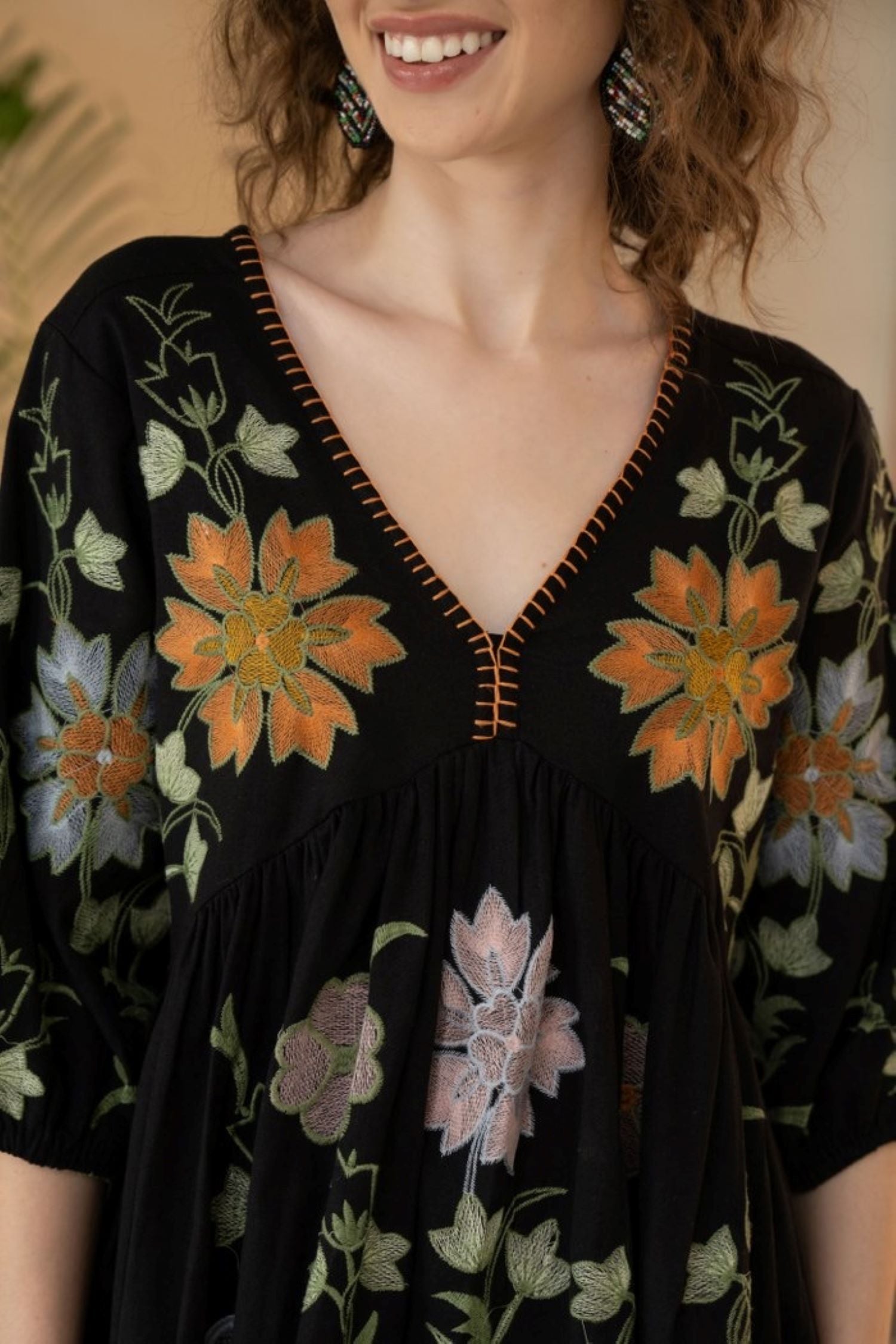 Freyaa Floral Elegance Black Tunic