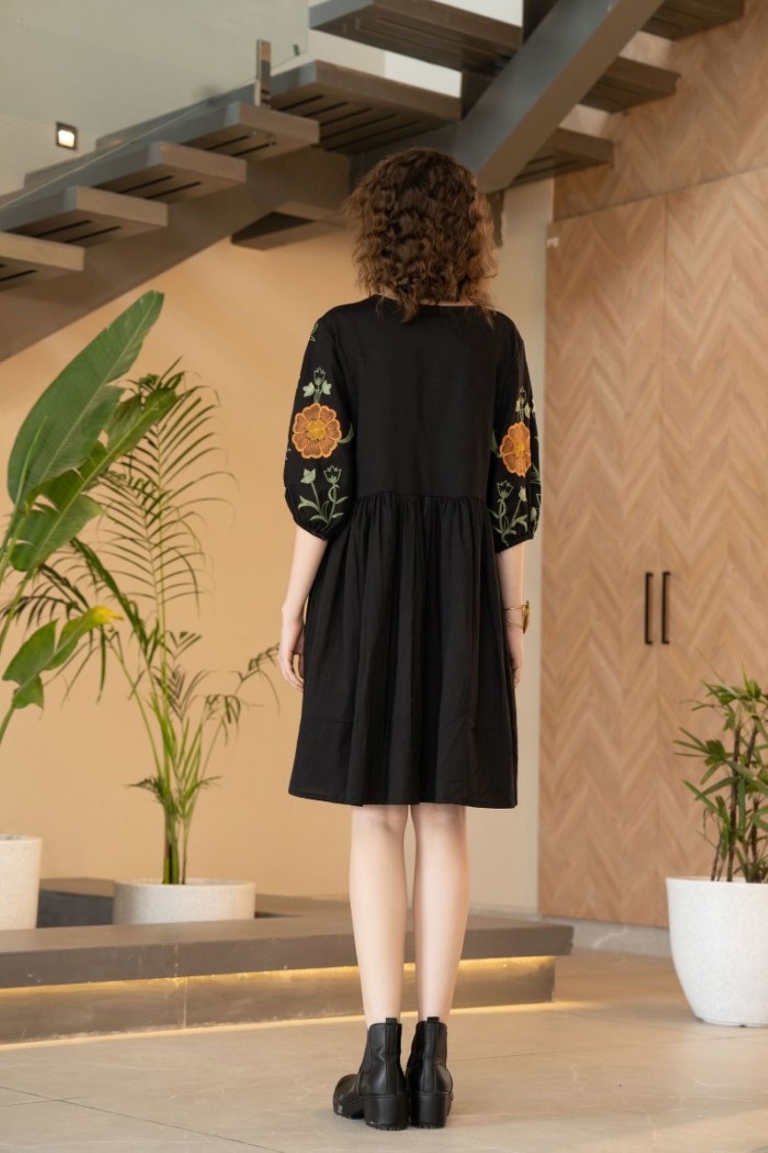 Freyaa Floral Elegance Black Tunic