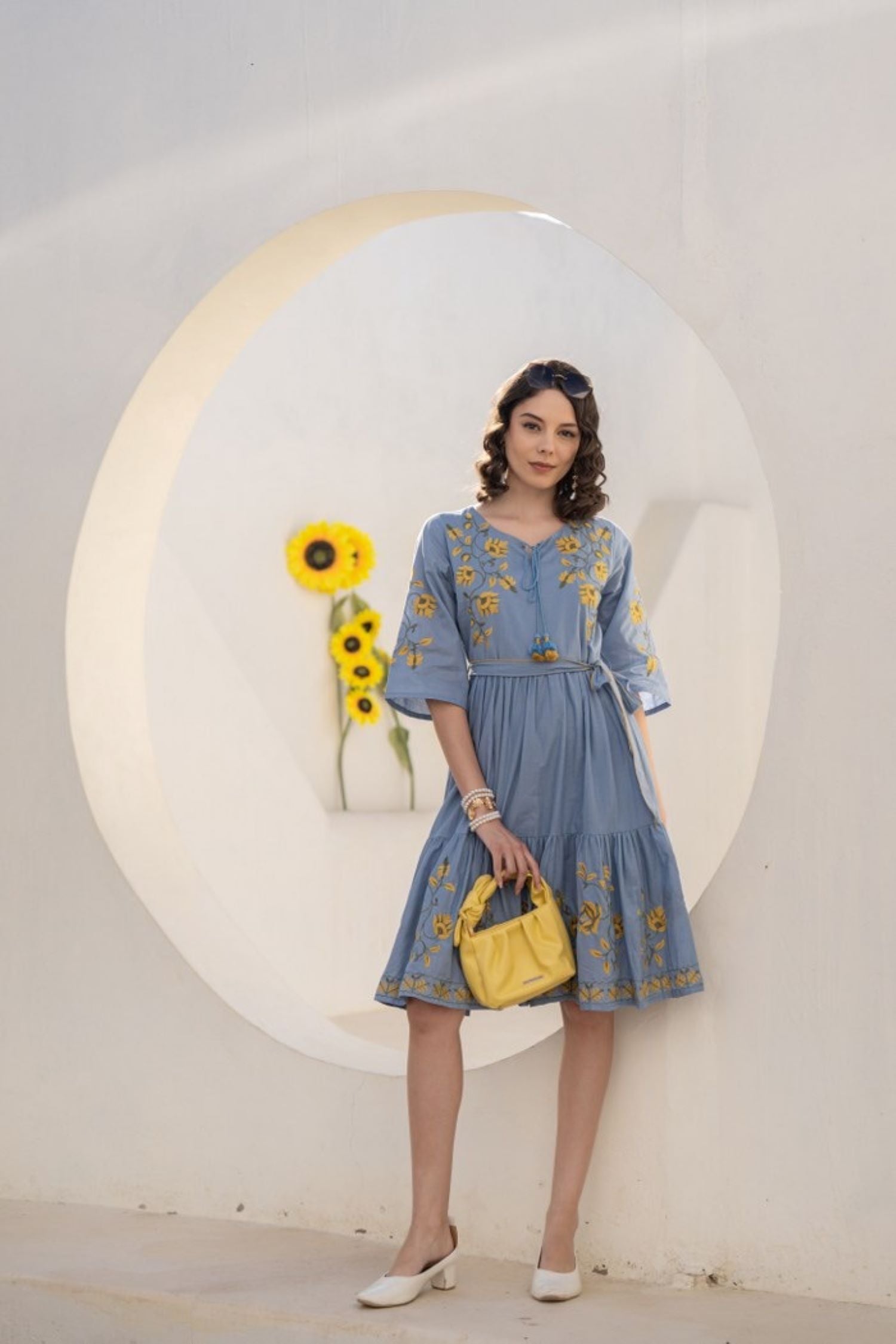 Blue Tunic with Exquisite Embroidery