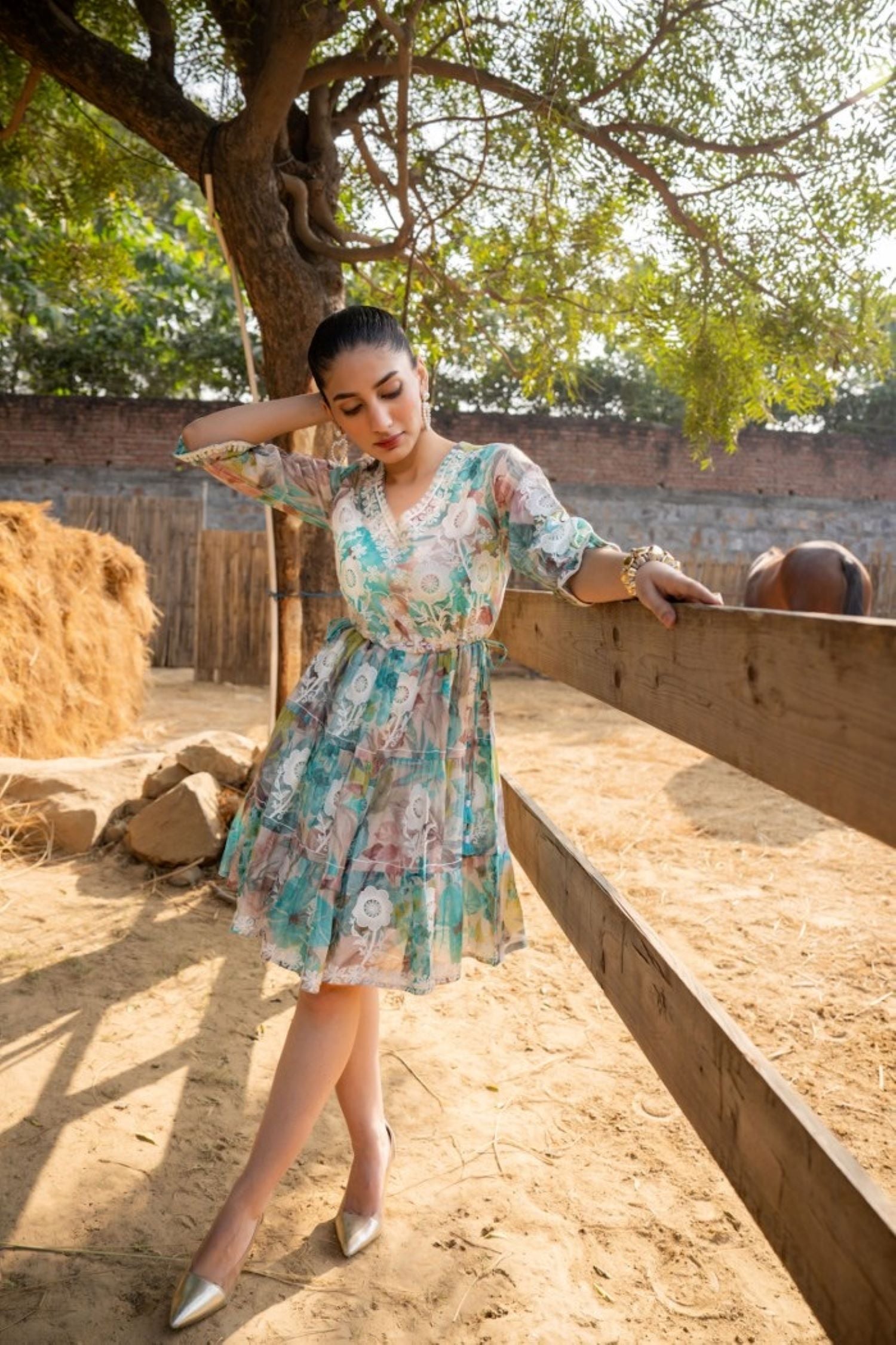 Sea Green Tunic with Multi-Design Embroidery