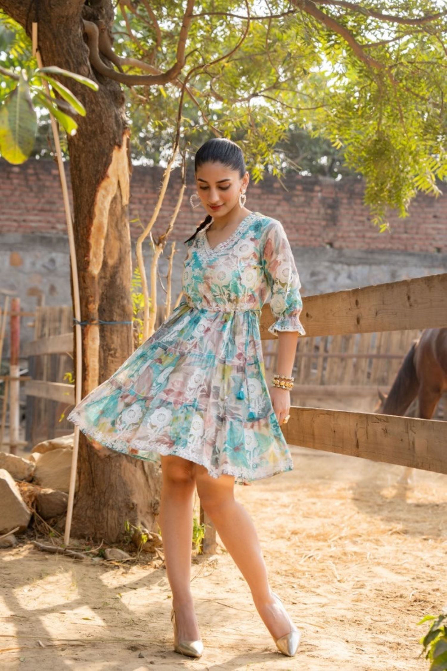 Sea Green Tunic with Multi-Design Embroidery