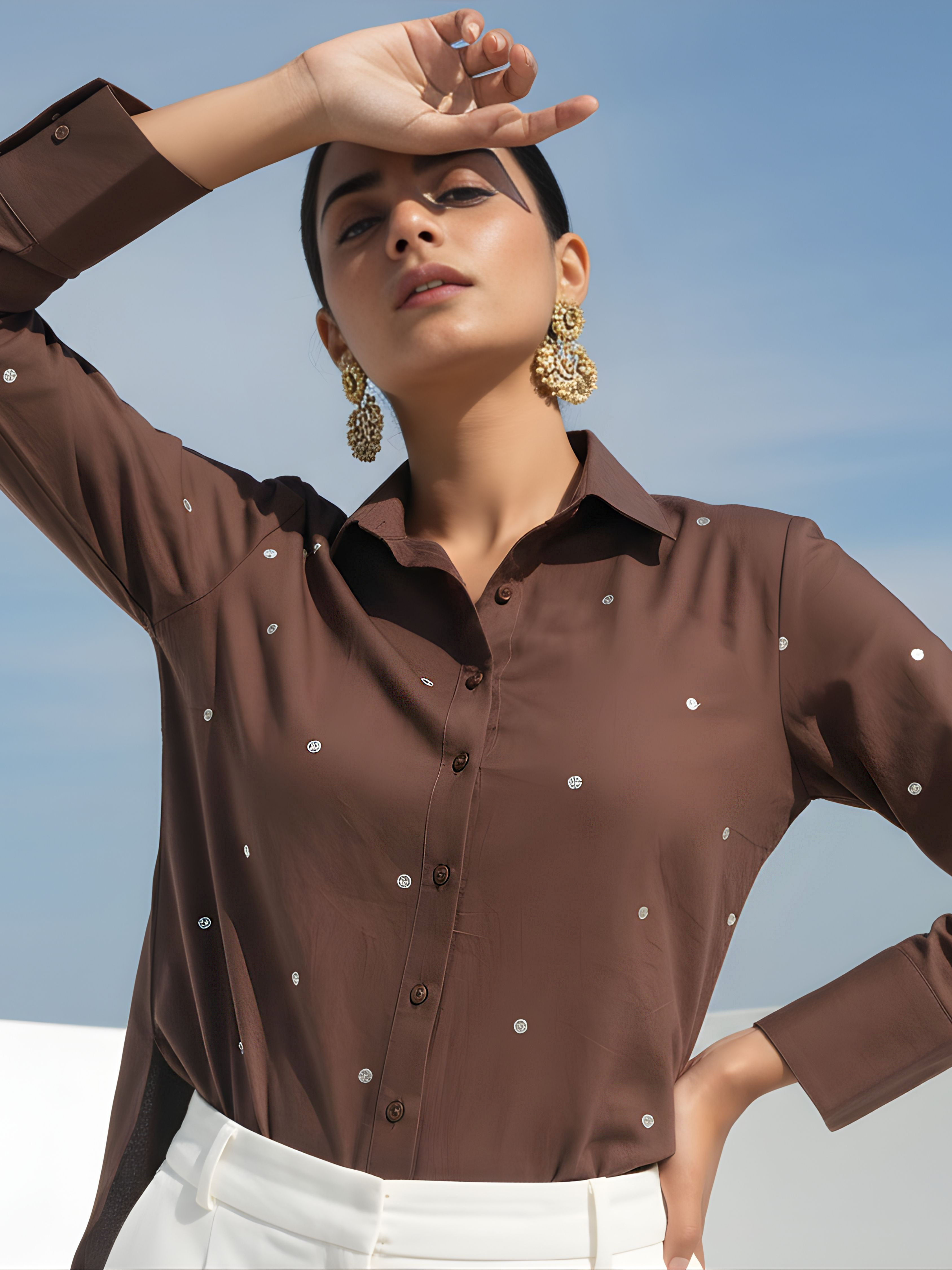 Brown Chic Polka Dot Shirt