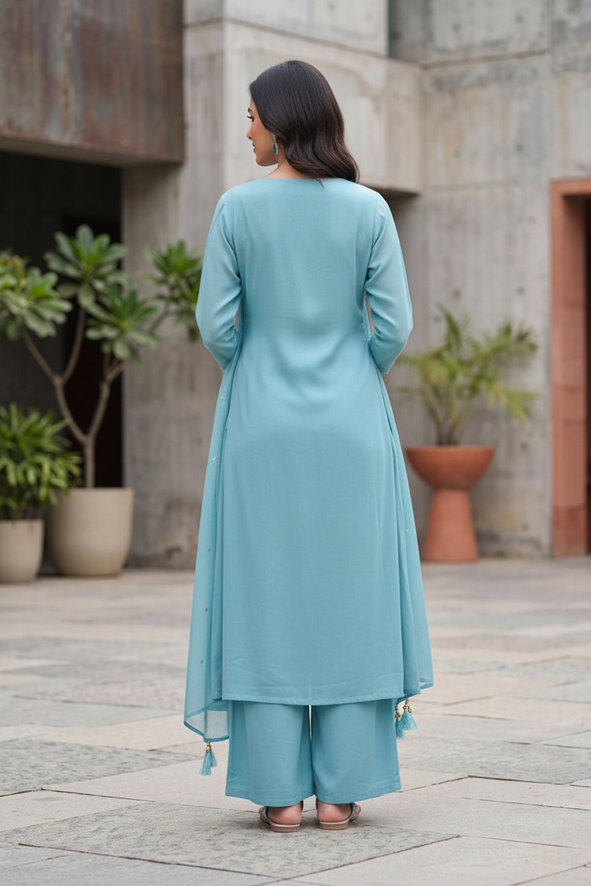 Blue Embroidered Ethnic Suit Set