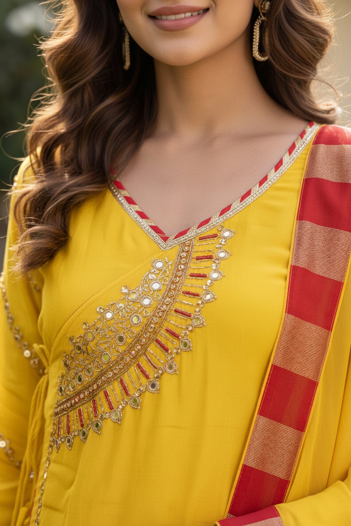 Bright Yellow Angrakha Gota Patti Palazzo Suit