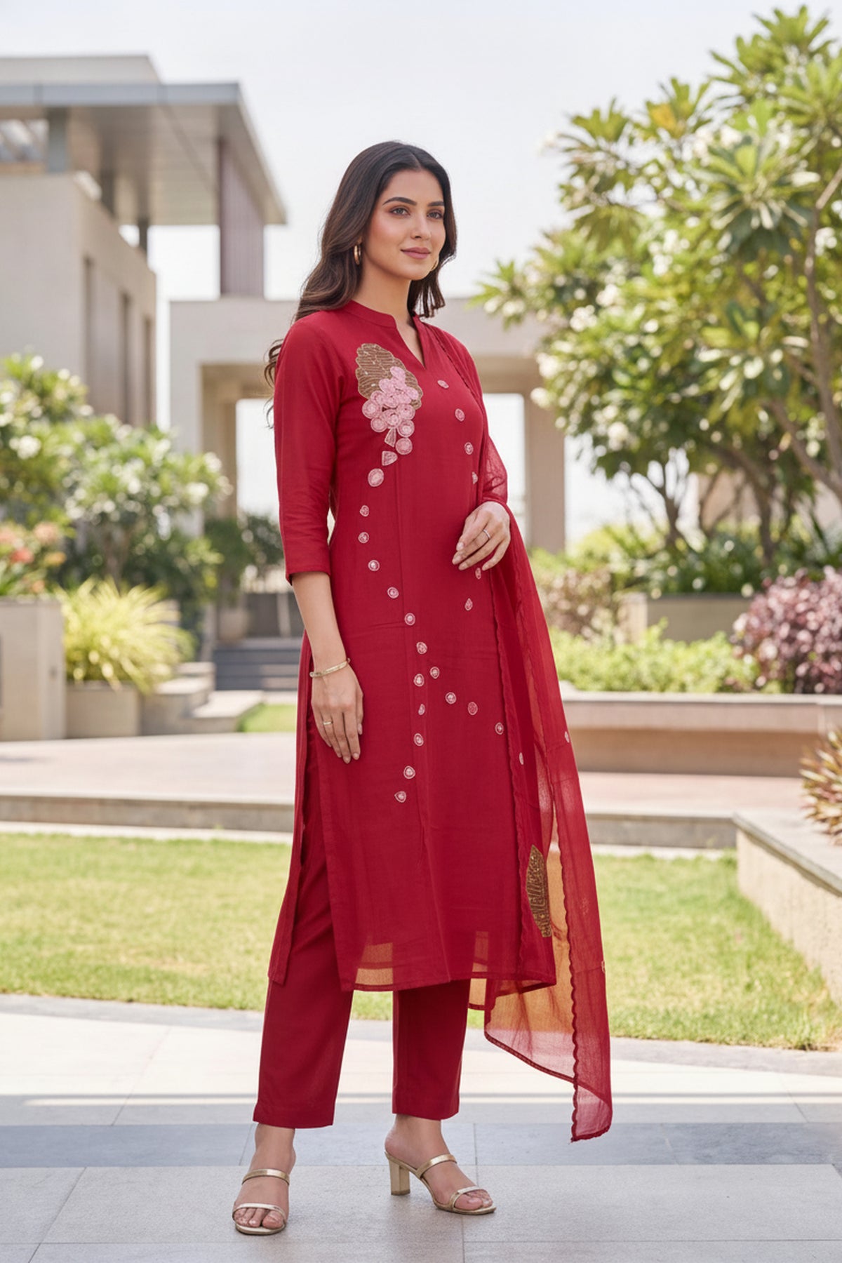 Rani Embroidered Silk Kurta Set