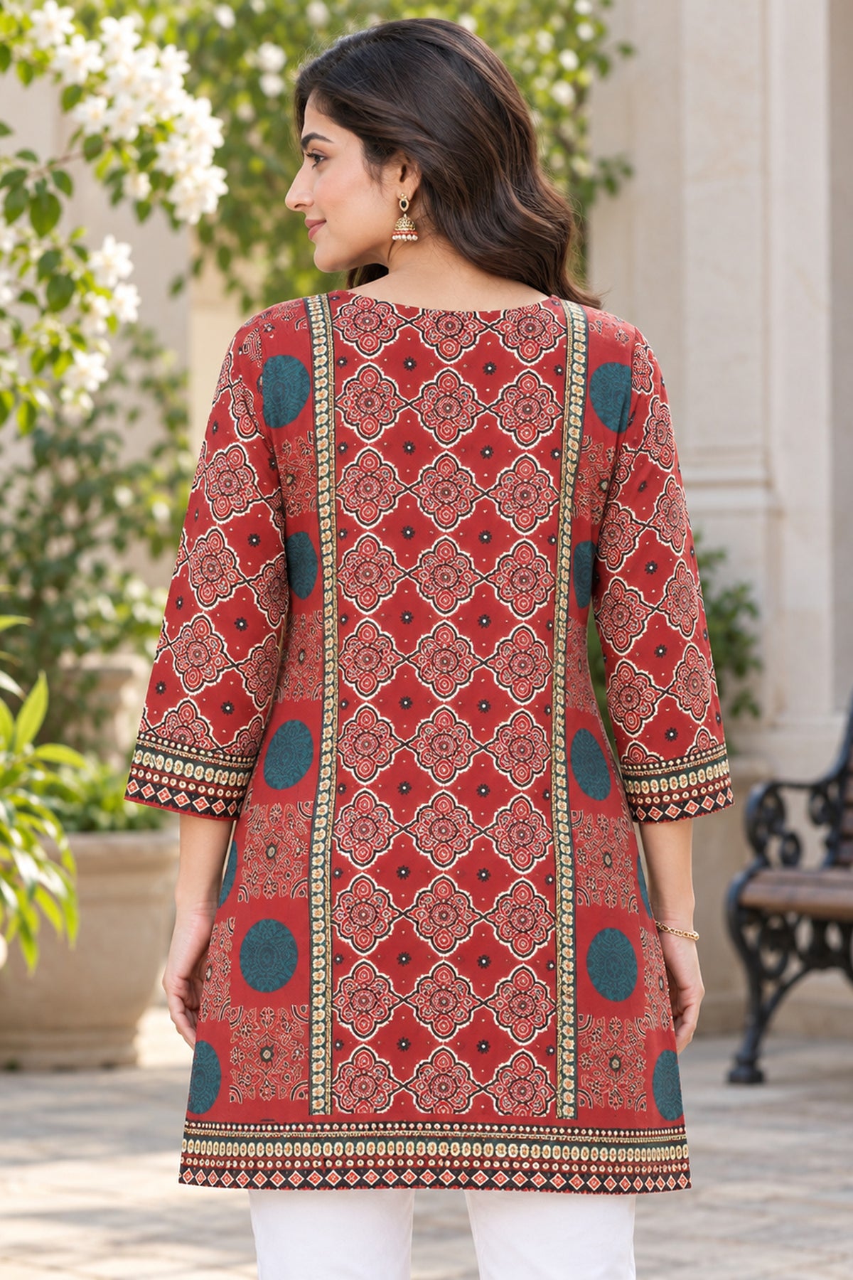 Maroon Printed Cotton Top